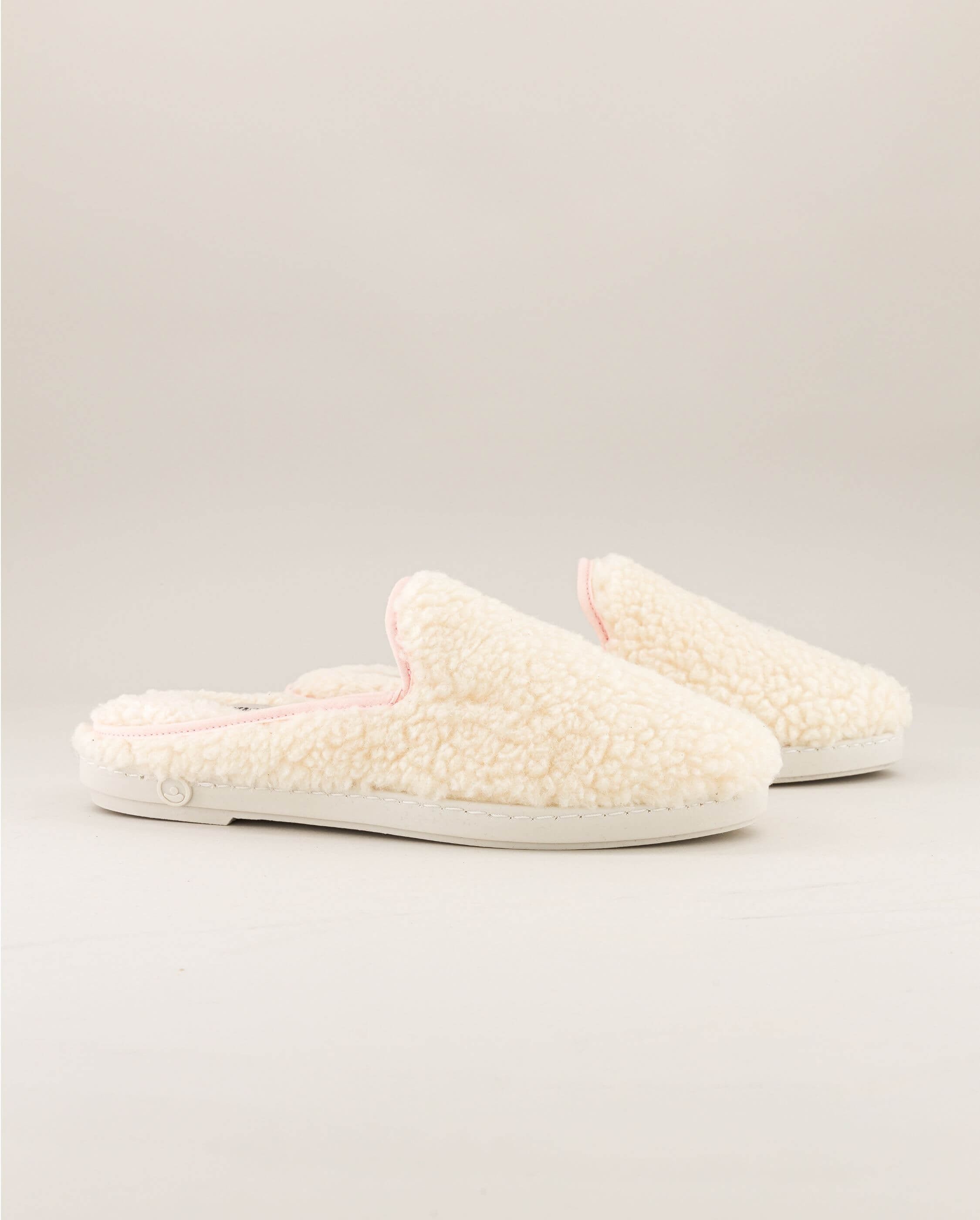 Women's wool bouclé mule, white pink ANGARDE White