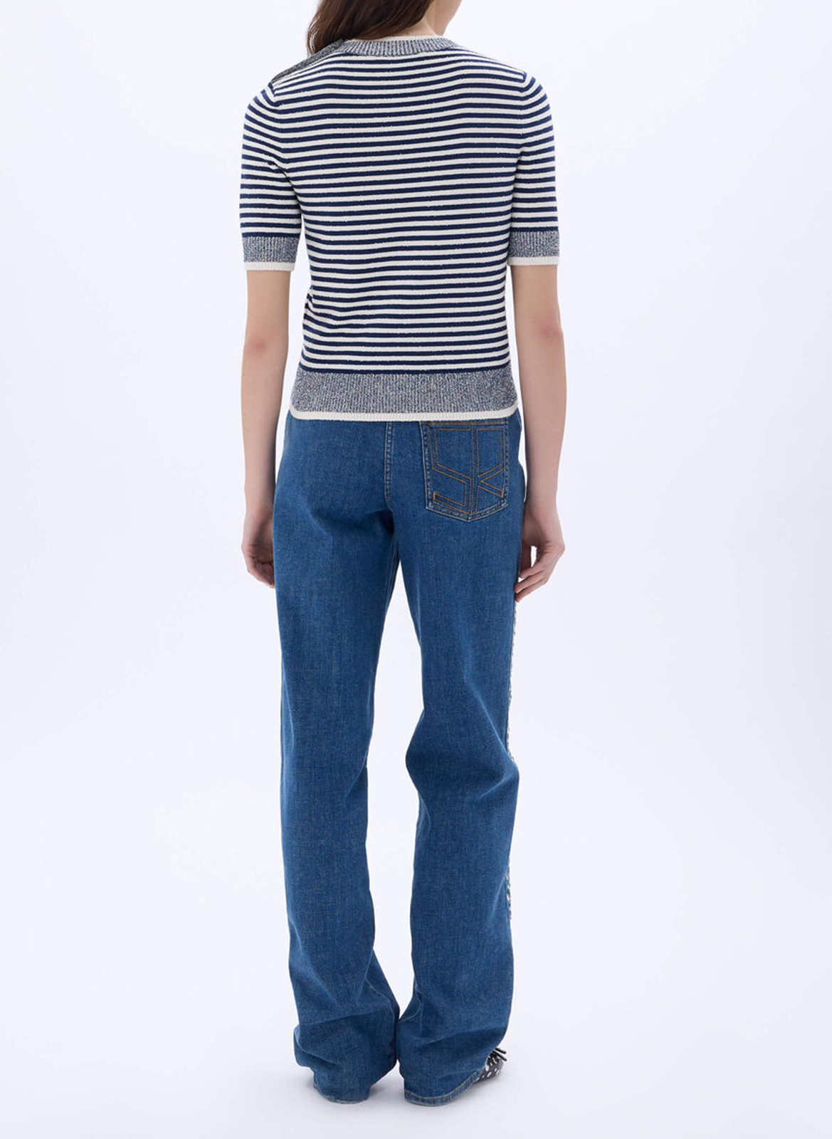 Pull droit rayé Multicolore