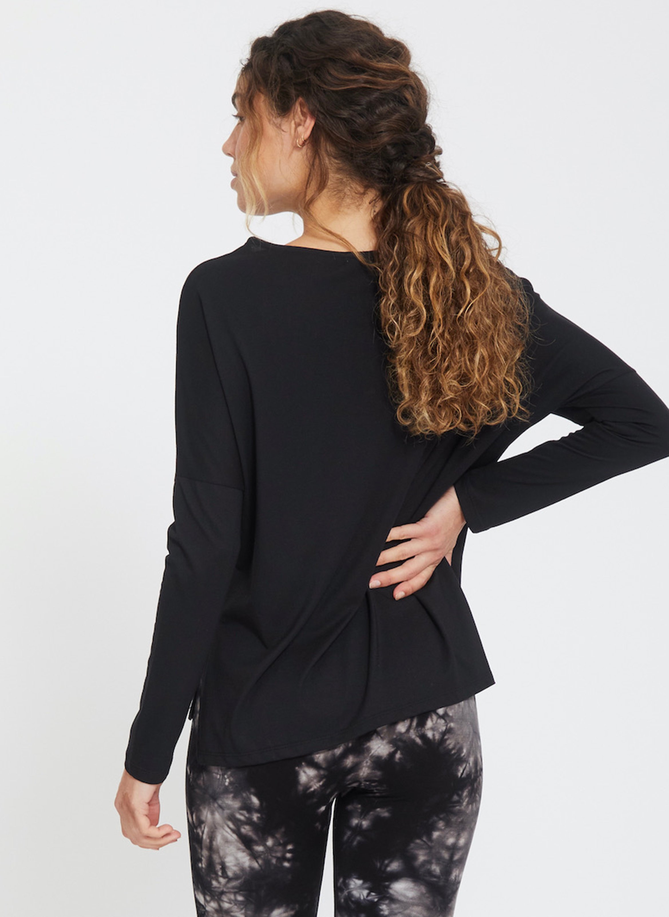 Tee-shirt droit en coton mélangé YOGA SEARCHER Noir