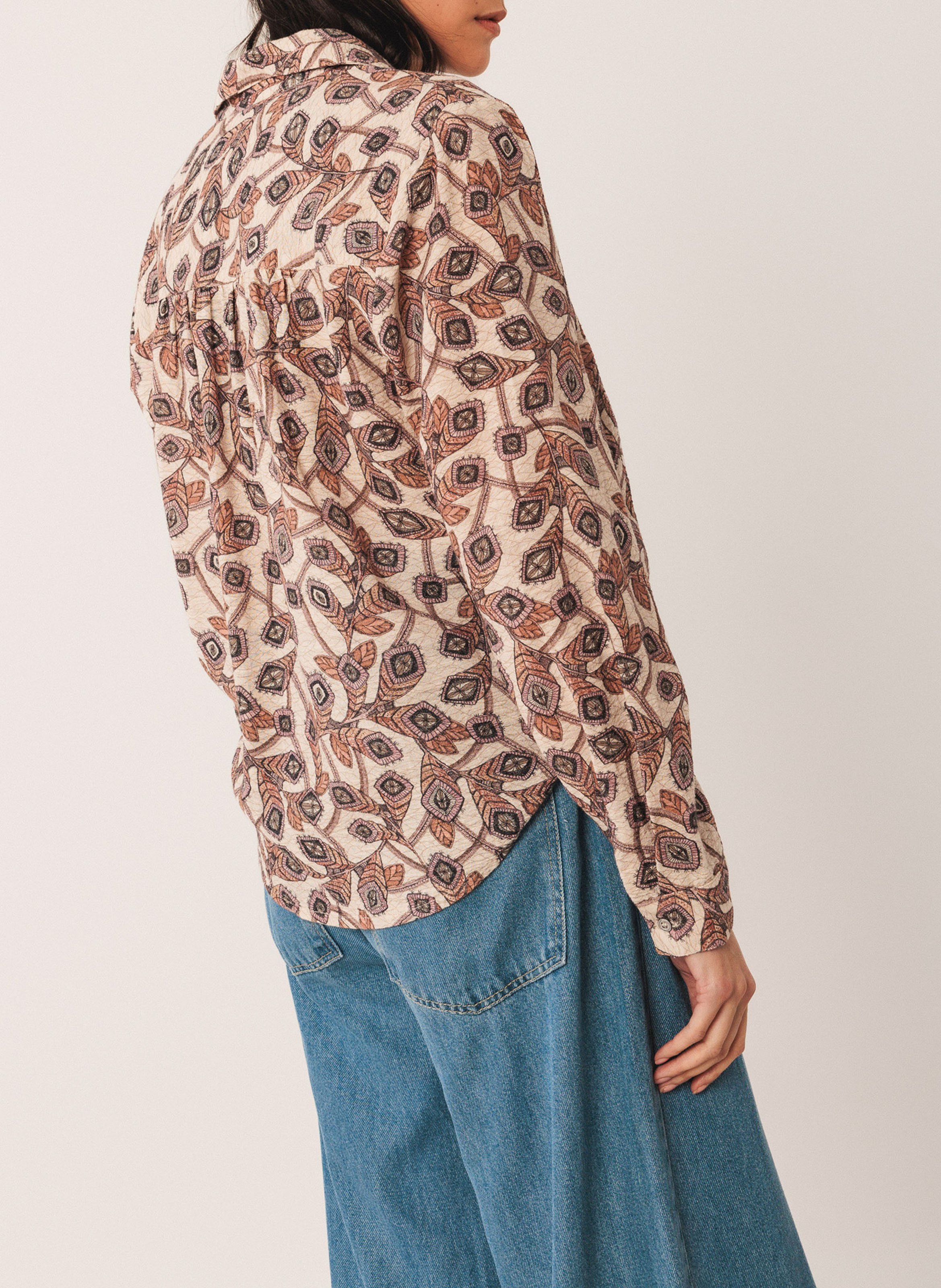 Chemise ample imprimée en coton INDI & COLD Beige