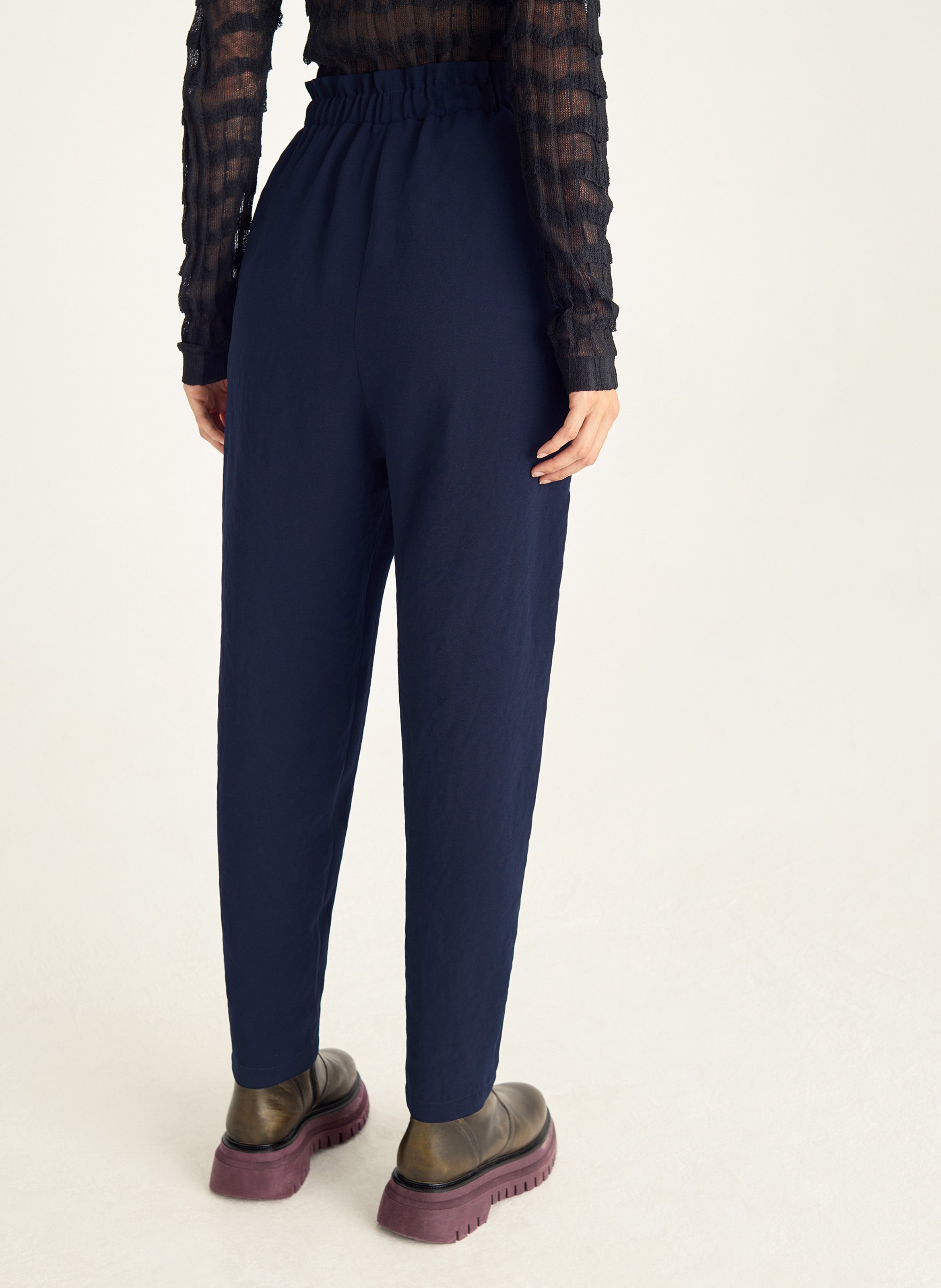 Pantalon sarouel uni élastiqué COTELAC Bleu