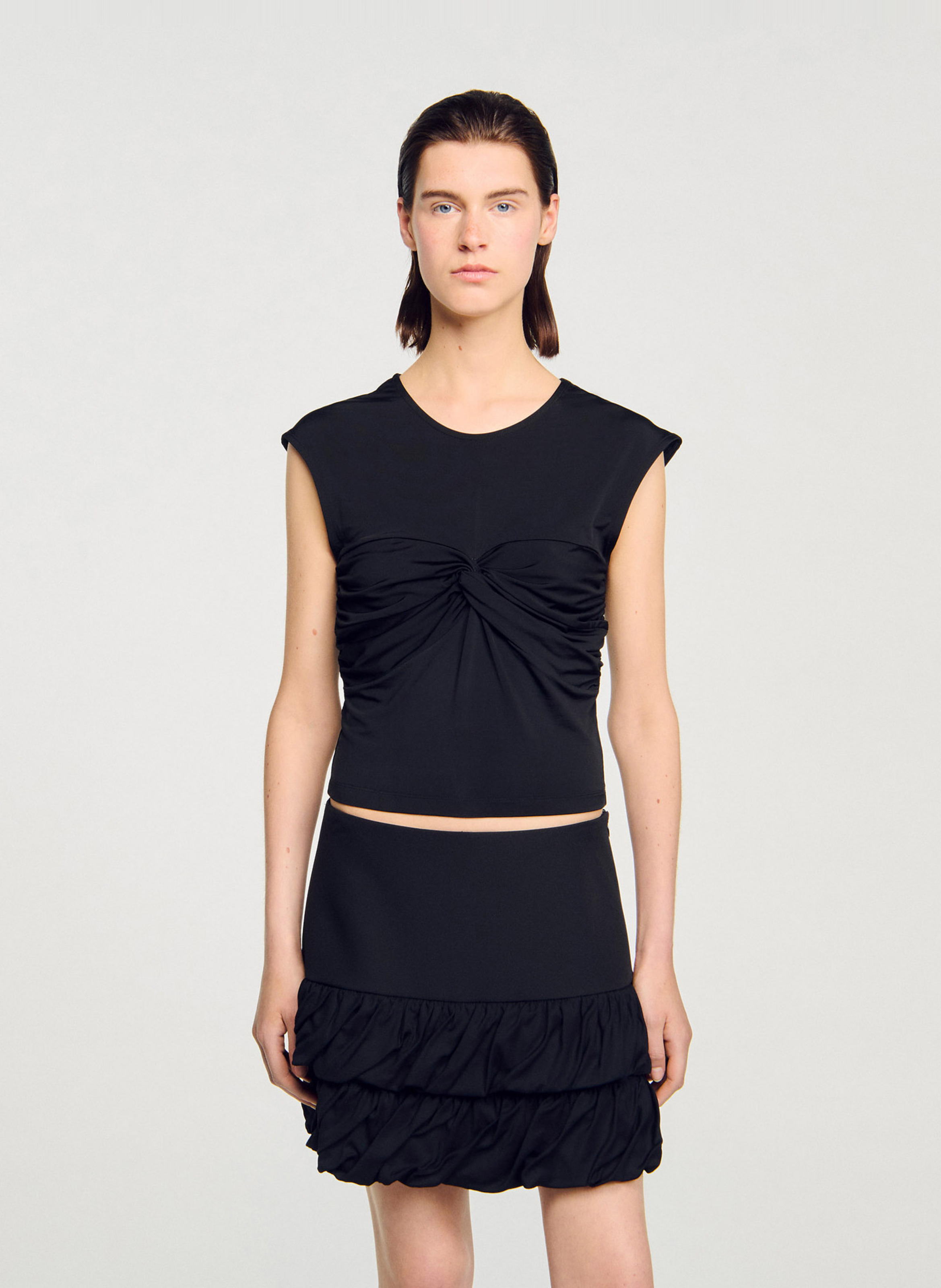 Tee-shirt ajusté drapé SANDRO Noir