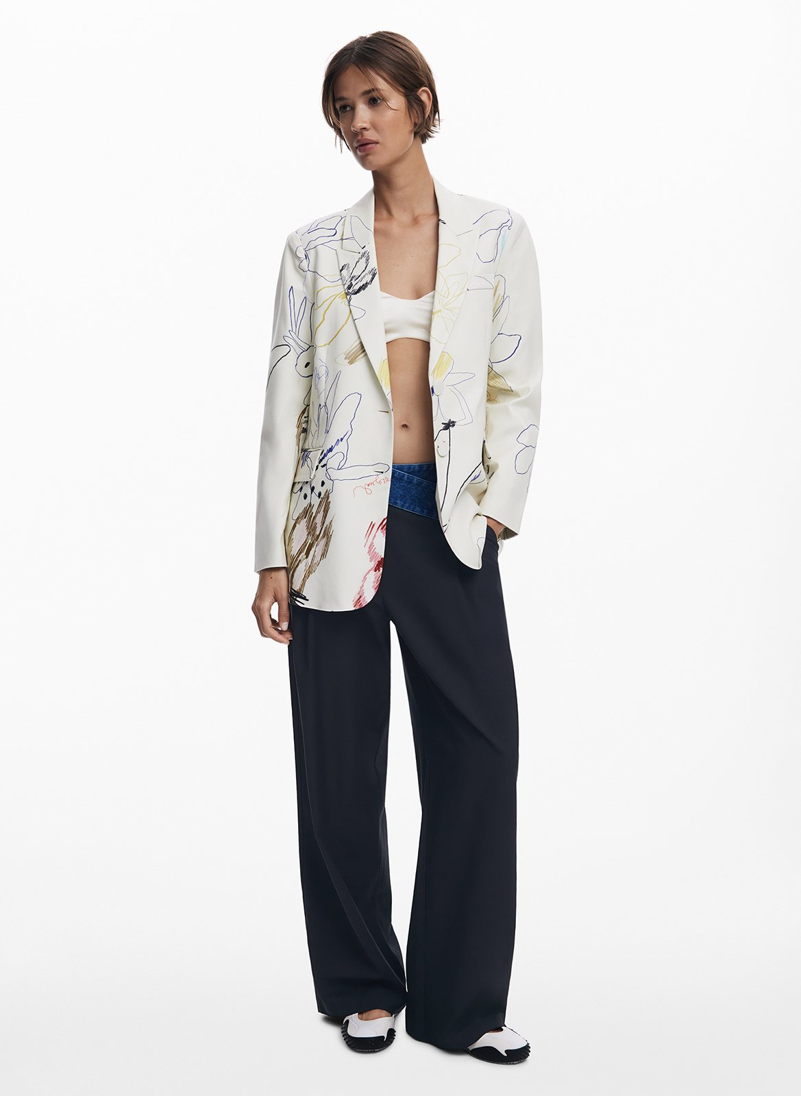 Giacca con revers in misto cotone DESIGUAL Bianco