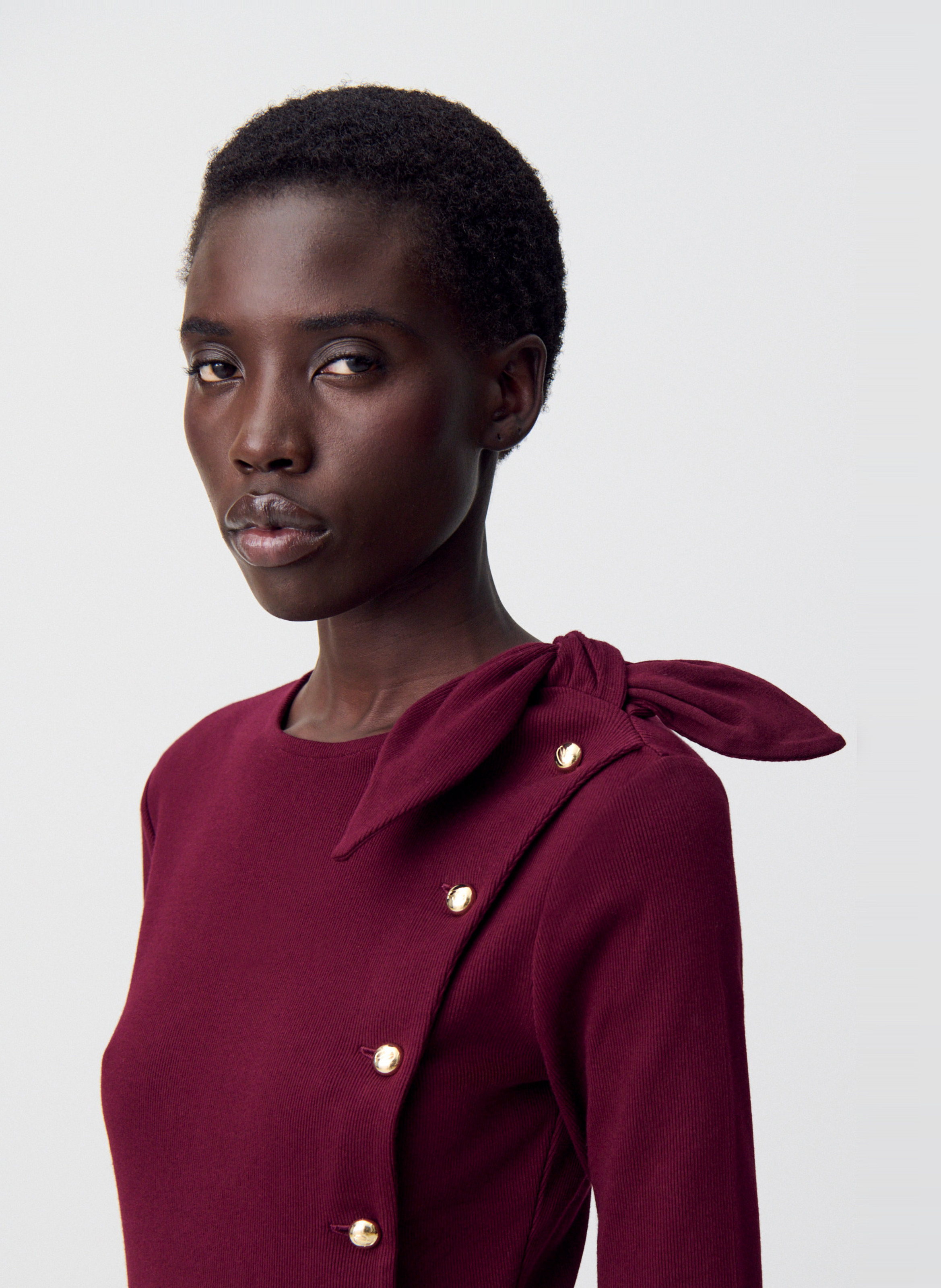 Pull en coton mélangé col rond CLAUDIE PIERLOT Rouge