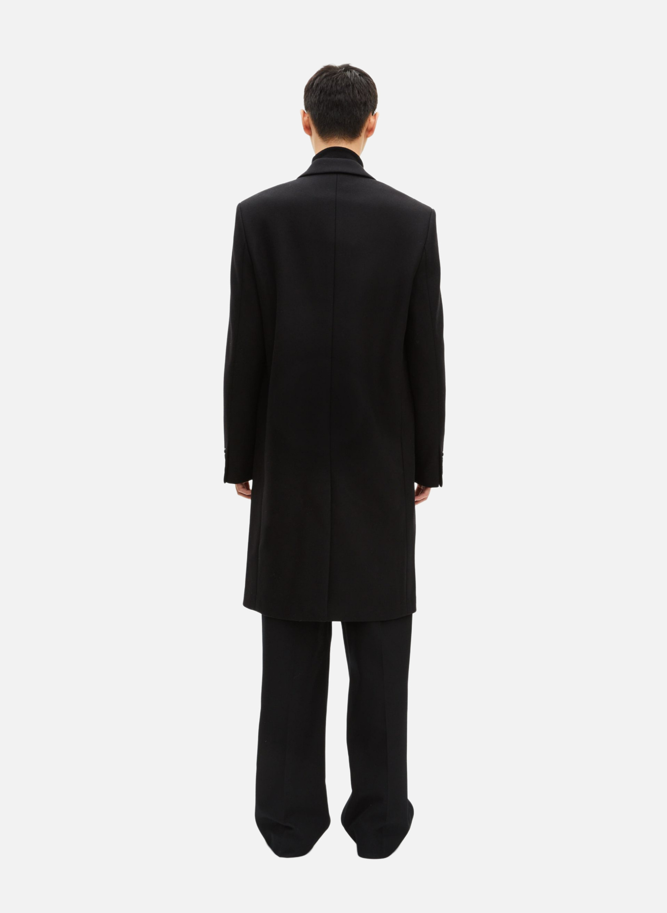 Leather lapel coat THE KOOPLES Black