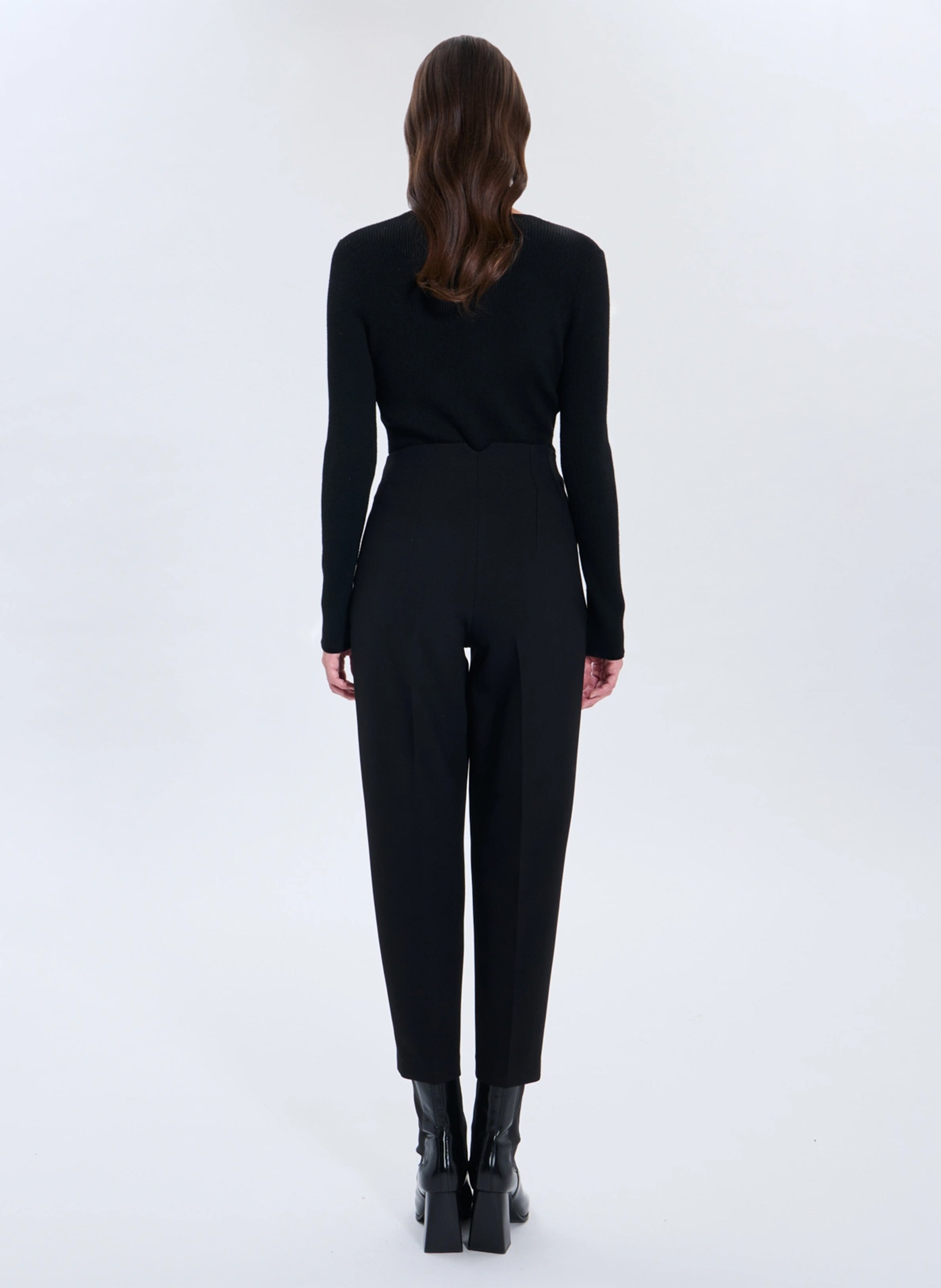 High-Waisted plain cigarette pants Black Zapa Women Place des