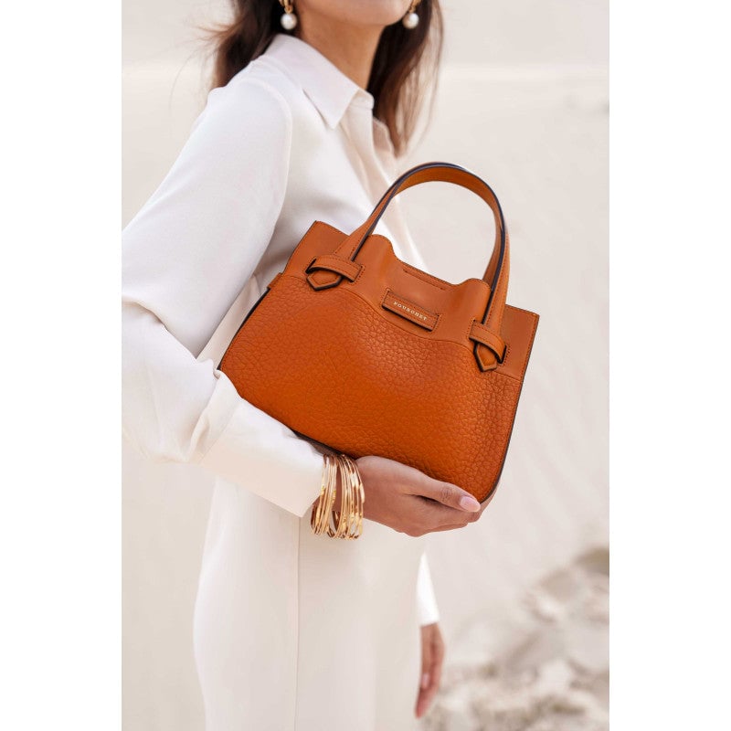 Handbag - cowhide leather POURCHET Orange