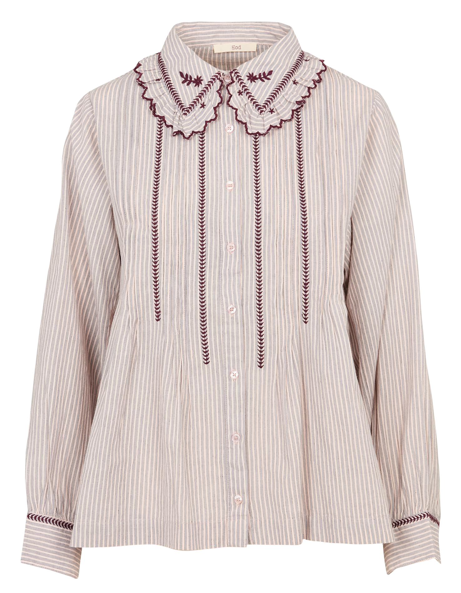 Chemise col classique rayée en coton HOD PARIS Beige