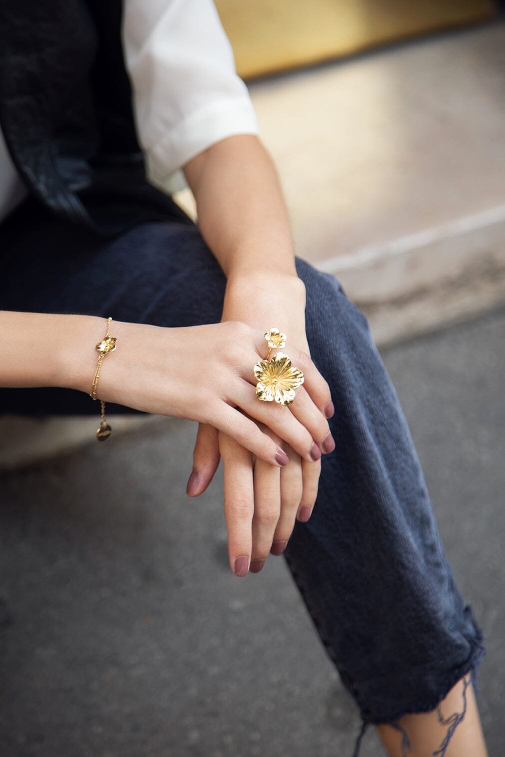 HESPÉRIS - Silver-plated flower bracelet MONSIEUR SIMONE Silver