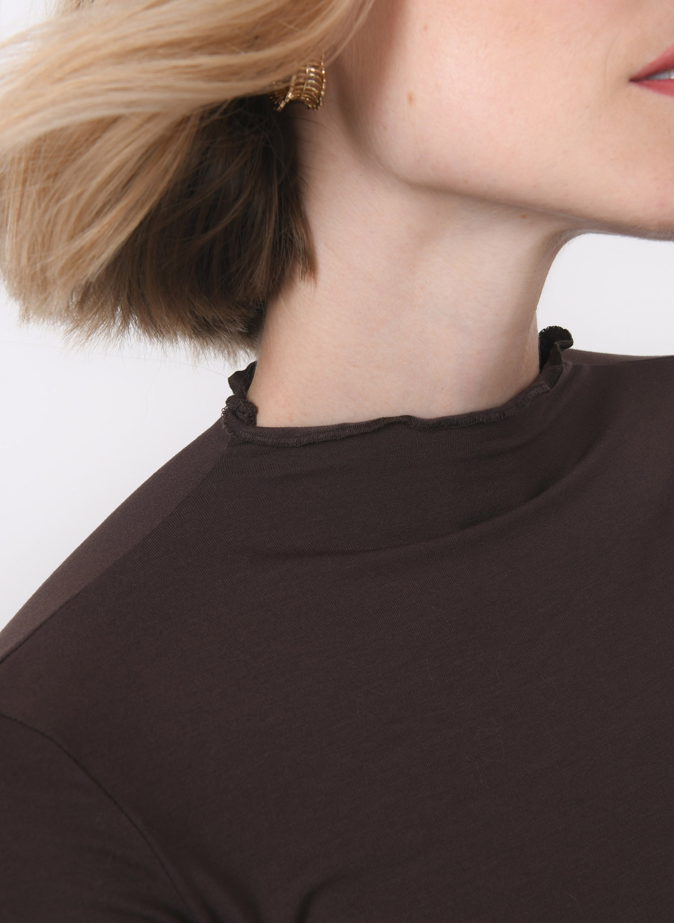 Tee-shirt ajusté effet drapé uni KOOKAI Marron