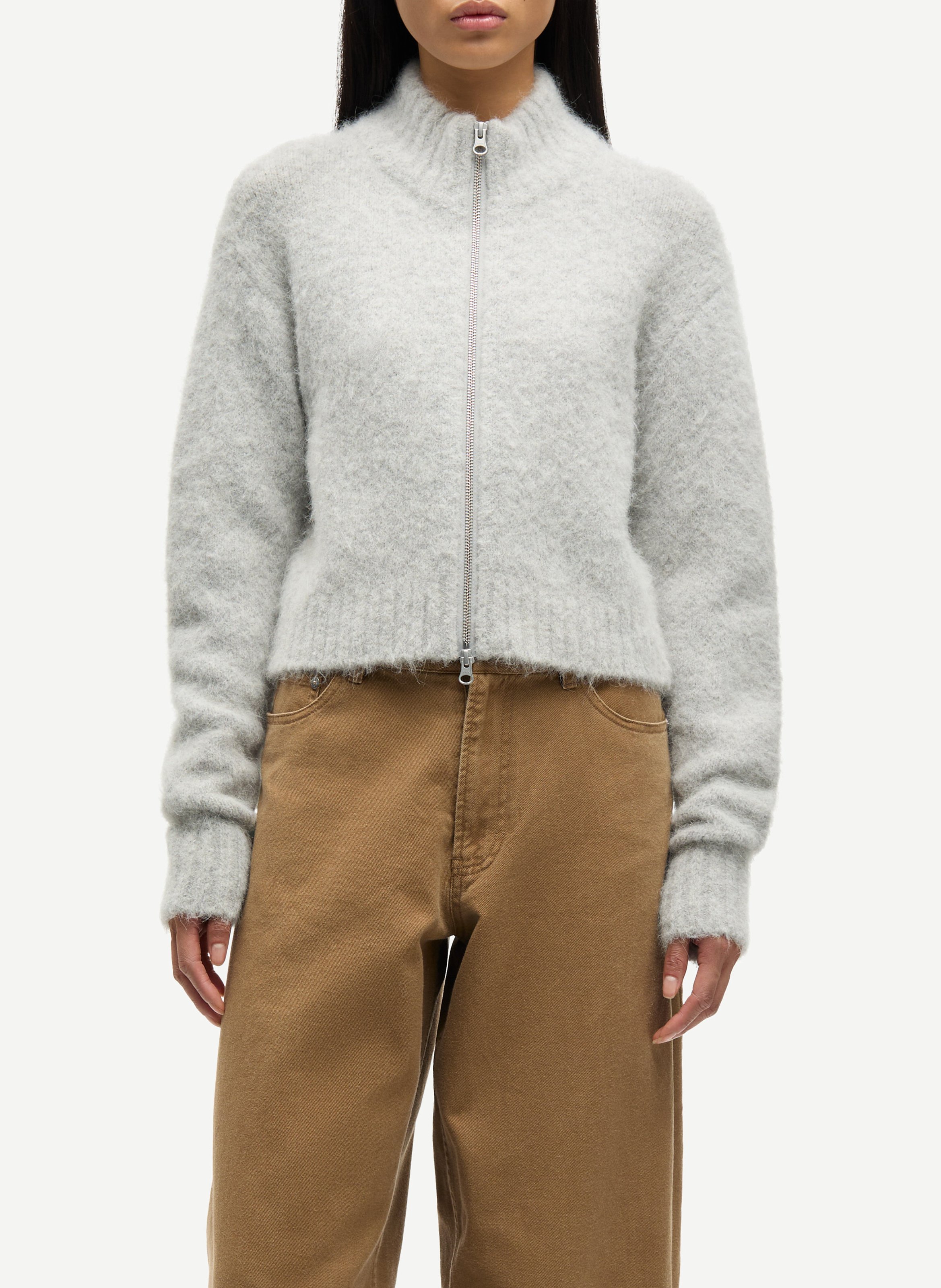 Gilet col montant en laine mélangée SAMSOE SAMSOE Argent