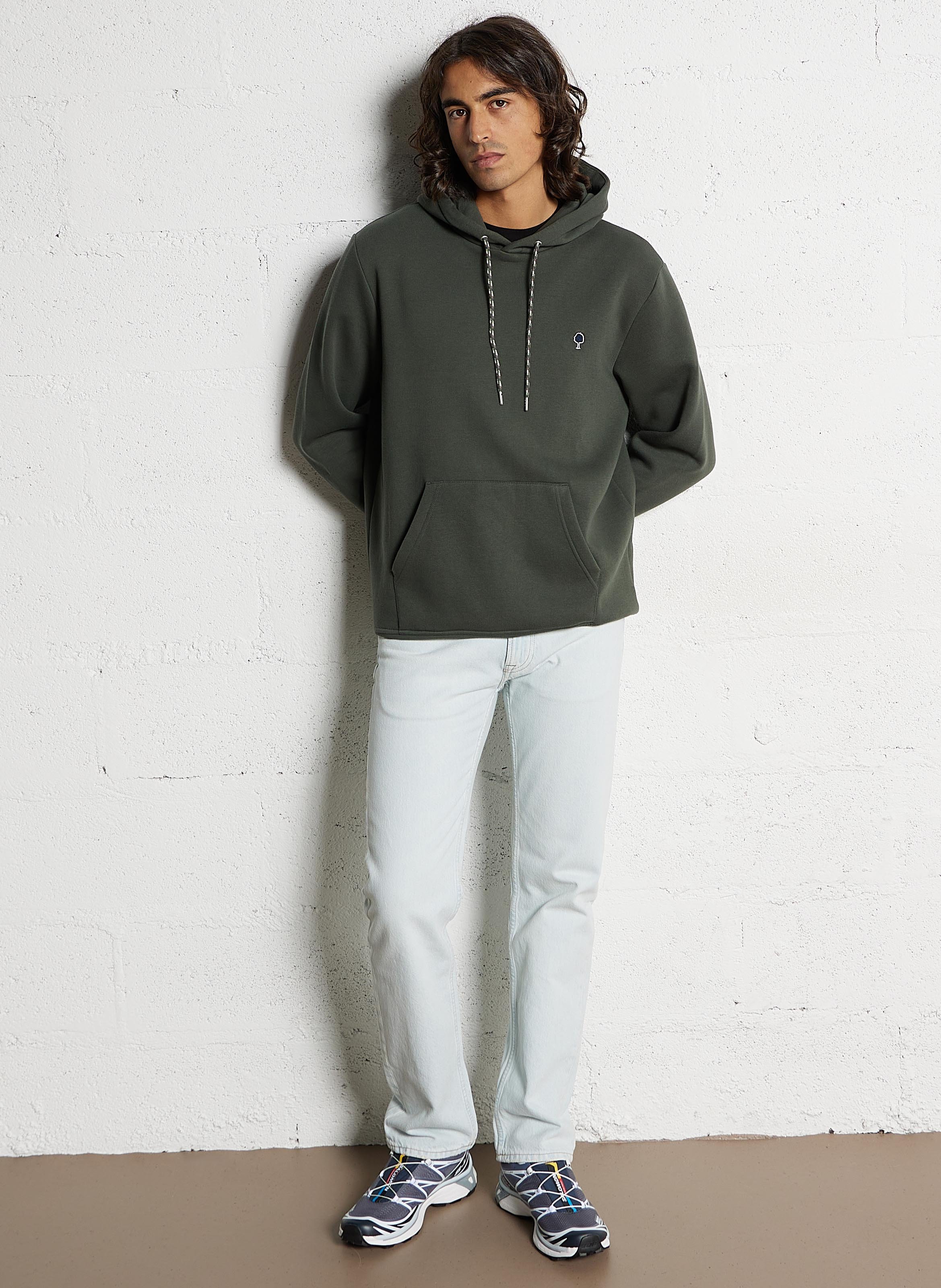 Solid hooded straight sweatshirt FAGUO Green