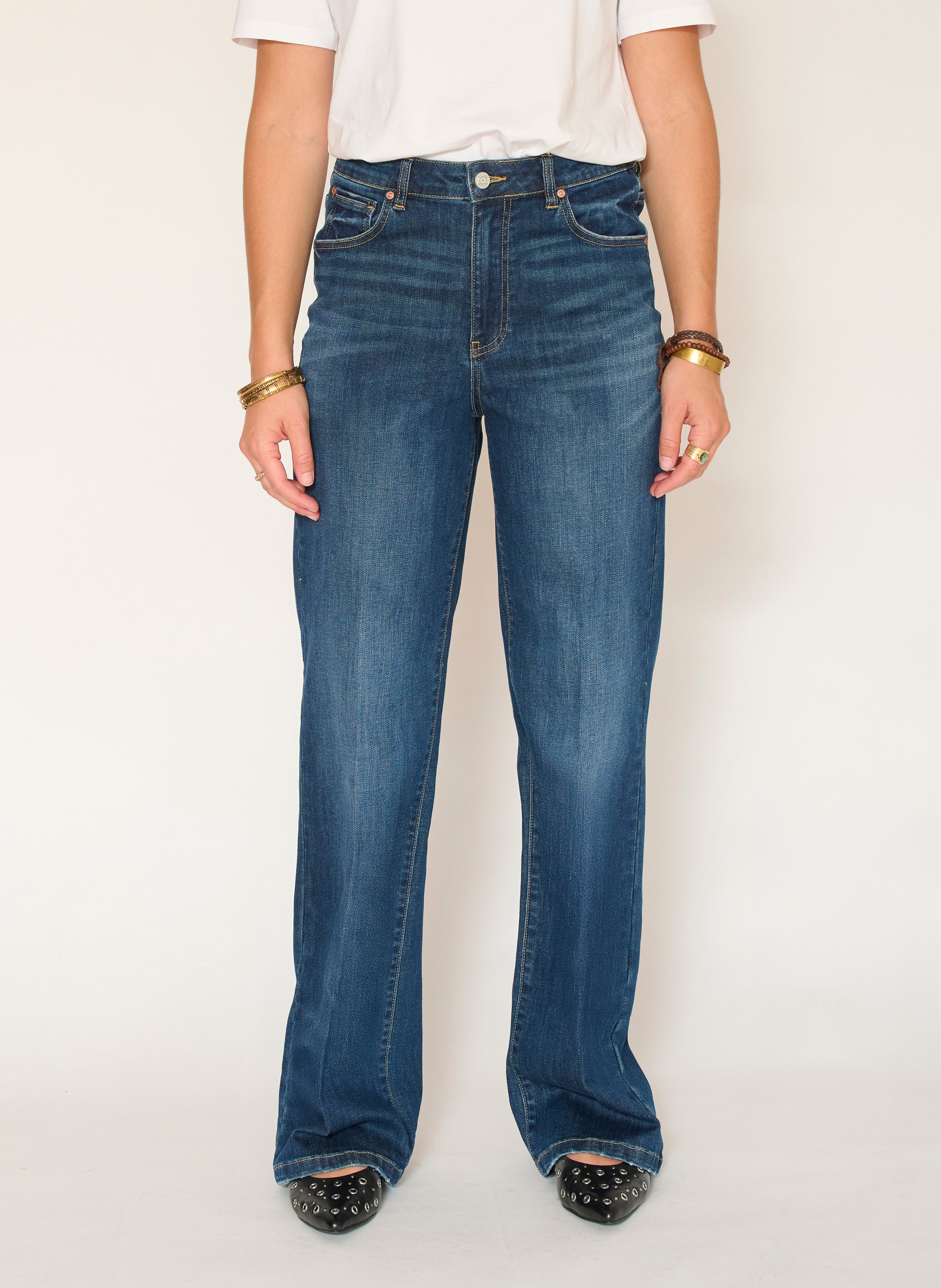 Jean large en coton mélangé MKT Bleu