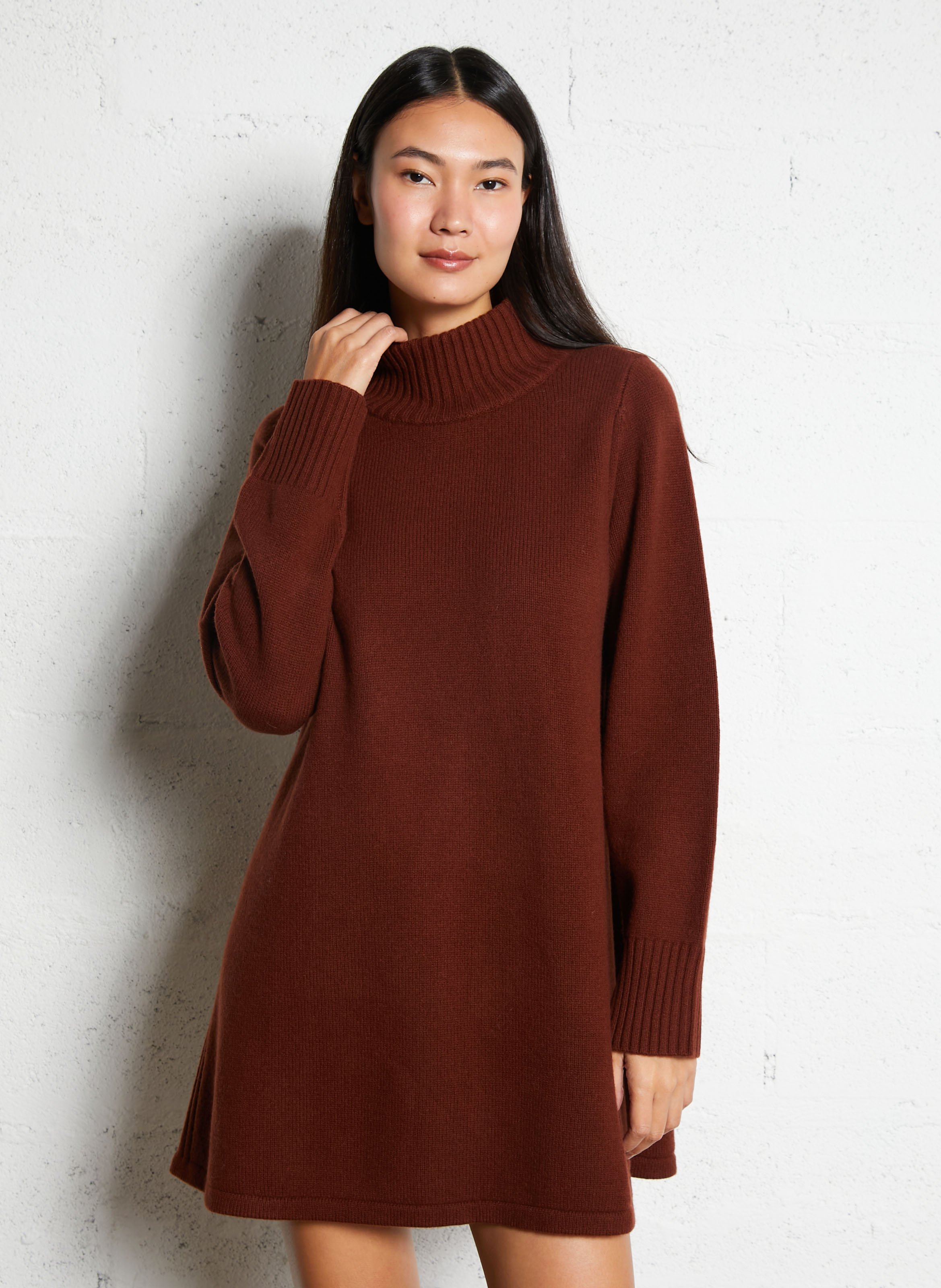 Short high-neck merino wool dress PETITE MENDIGOTE