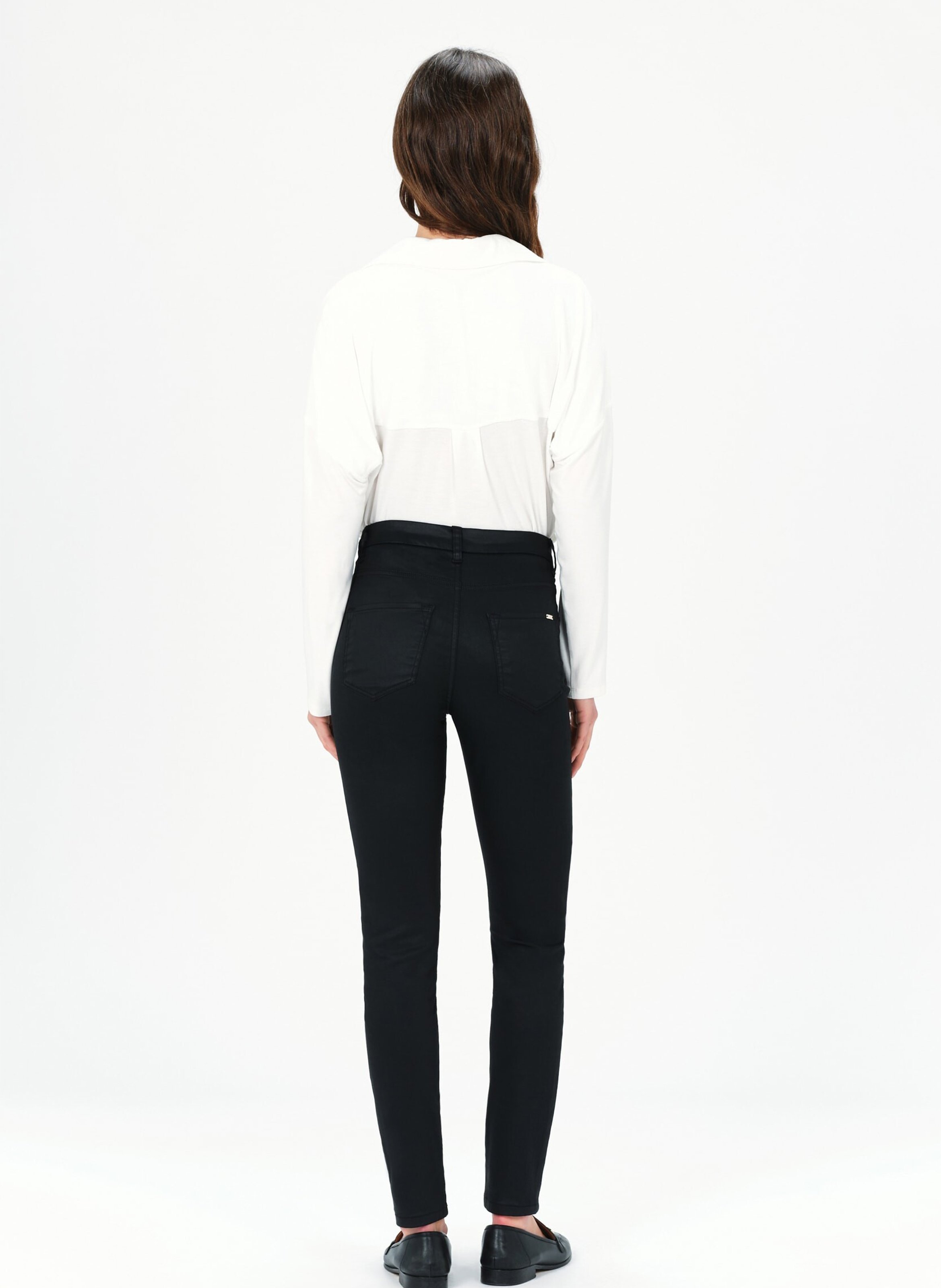 Cotton blend slim-fit pants with coating effect CAROLL Black