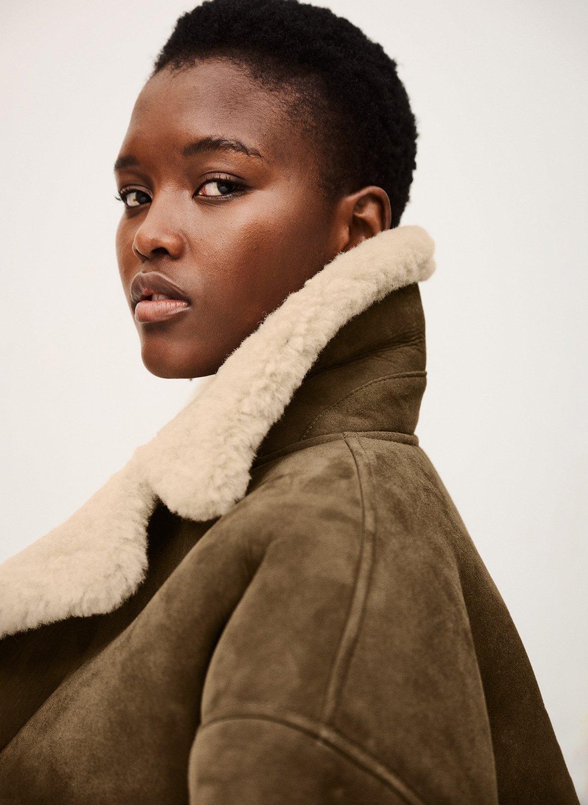 Manteau col tailleur en cuir BA&SH Marron