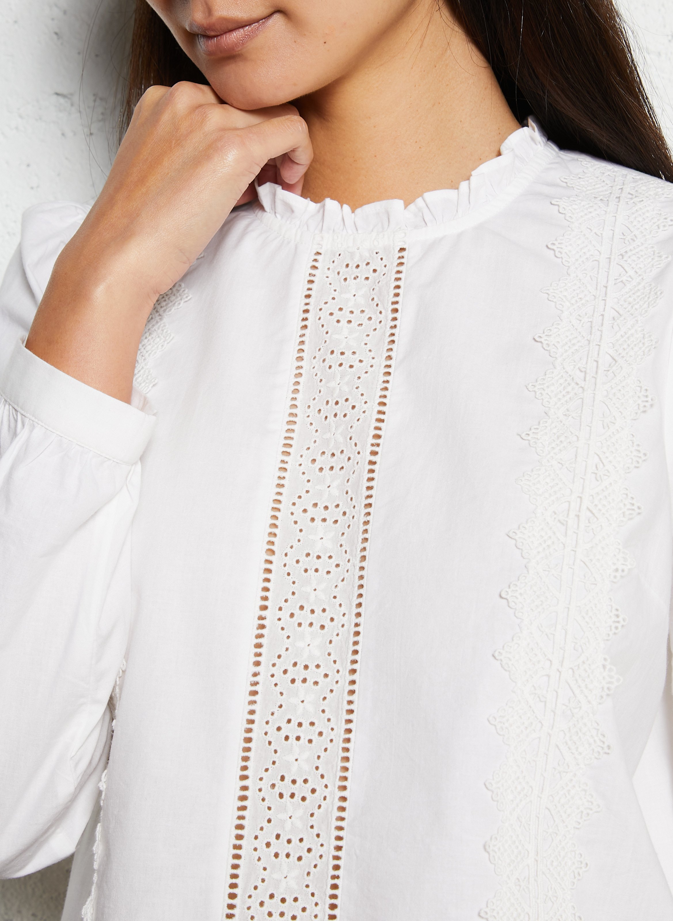 Straight lace blouse ONE STEP White