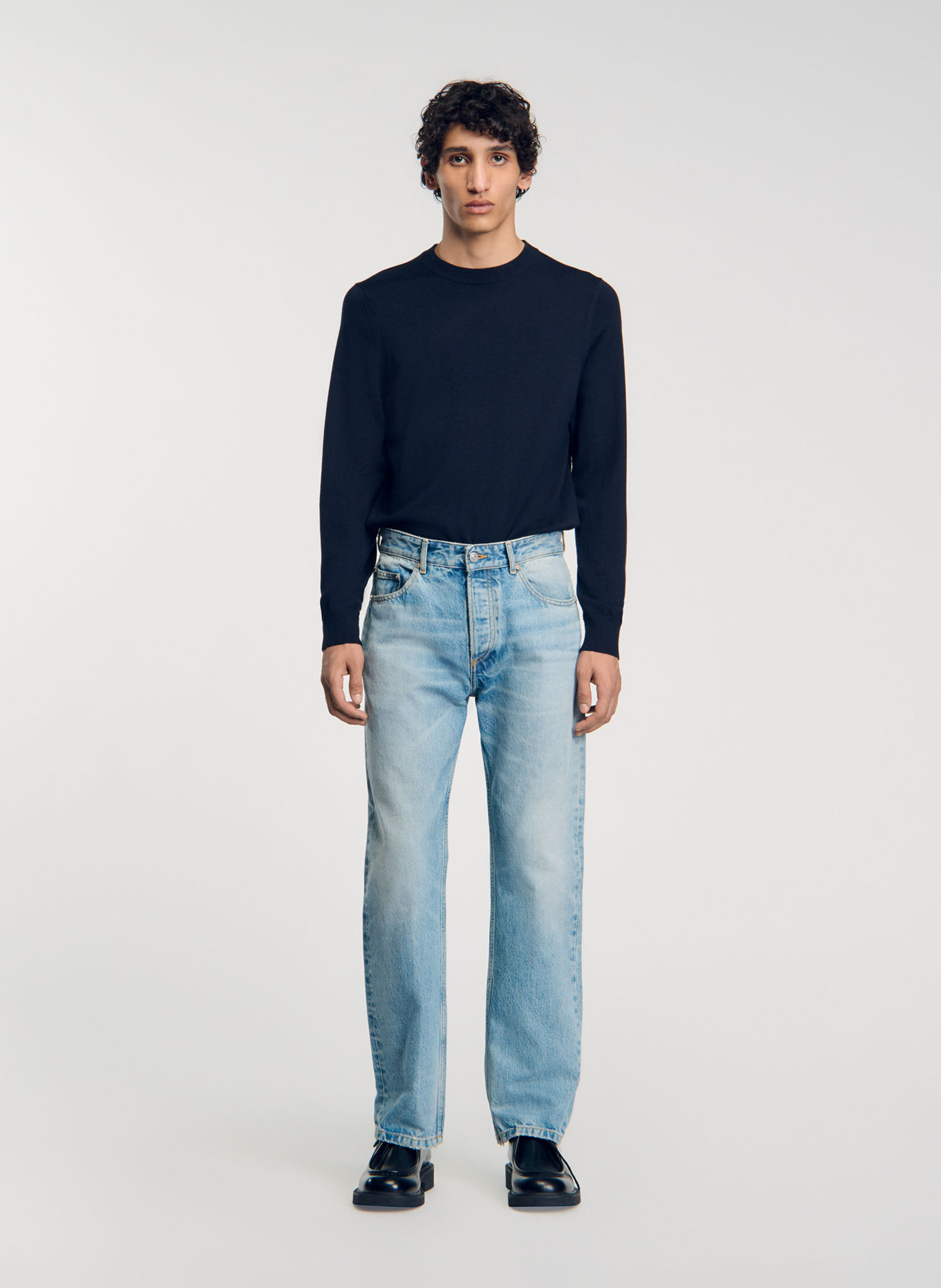 Jean droit en coton SANDRO Bleu