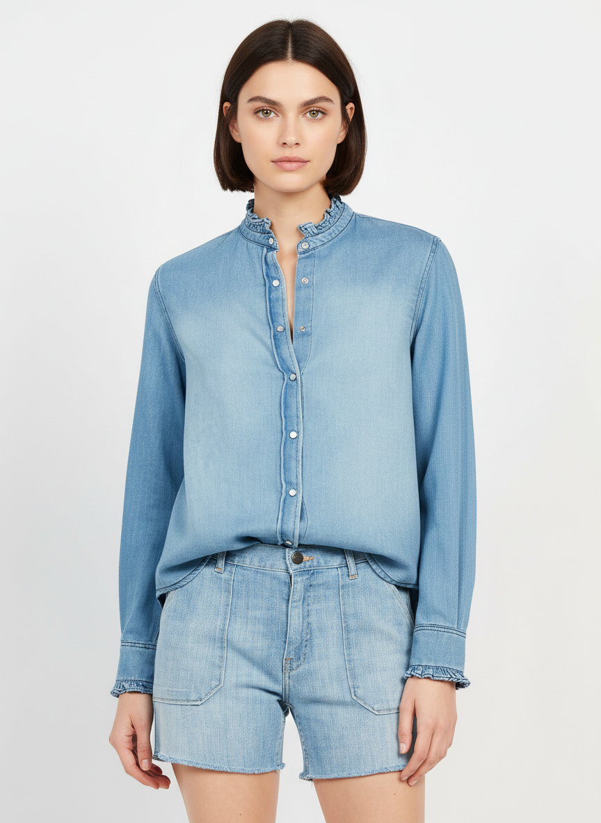 Round-neck denim shirt ACQUAVERDE Blue