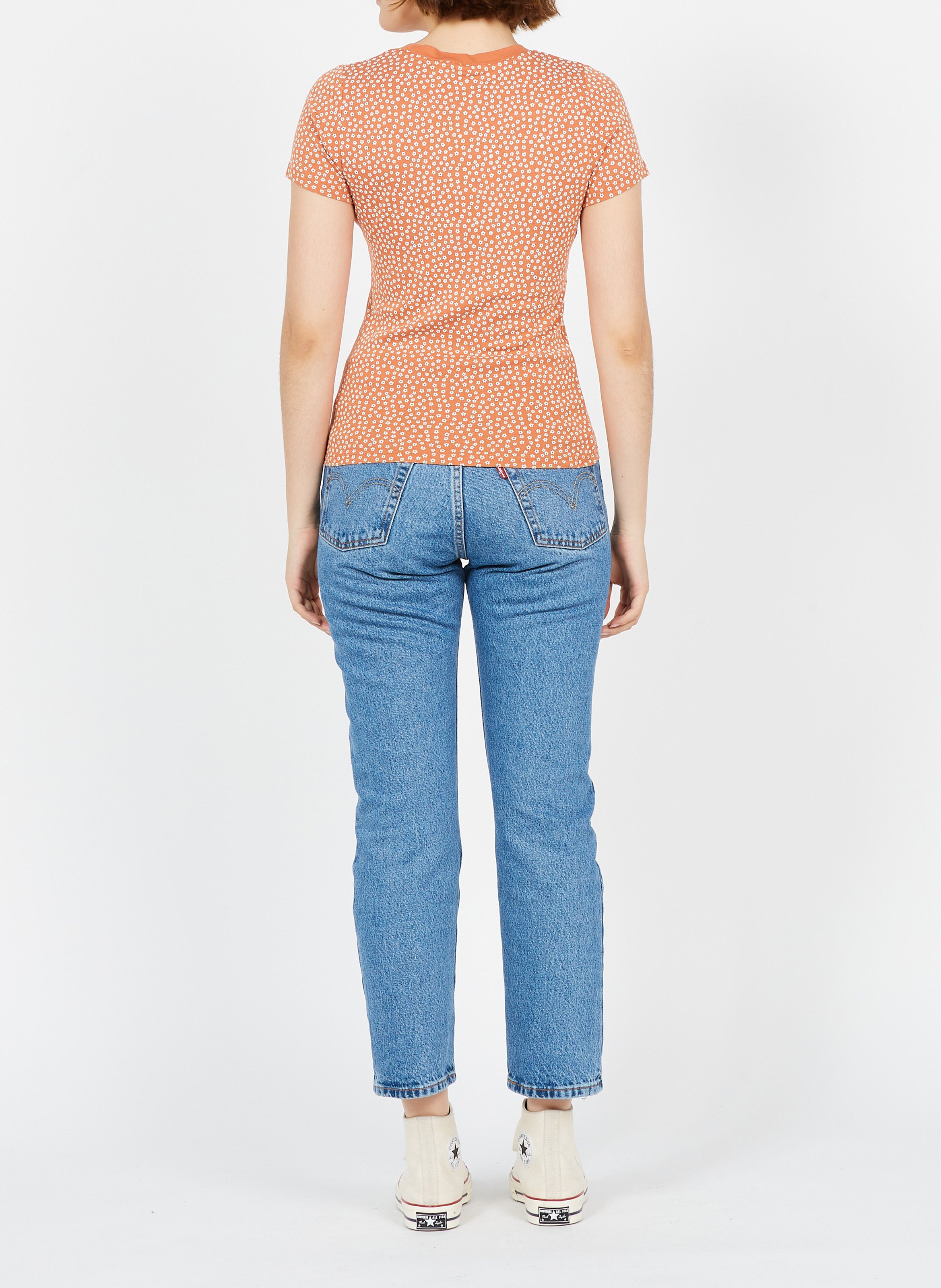 Tee-shirt col rond en coton imprimé fleuri LEVI'S Orange