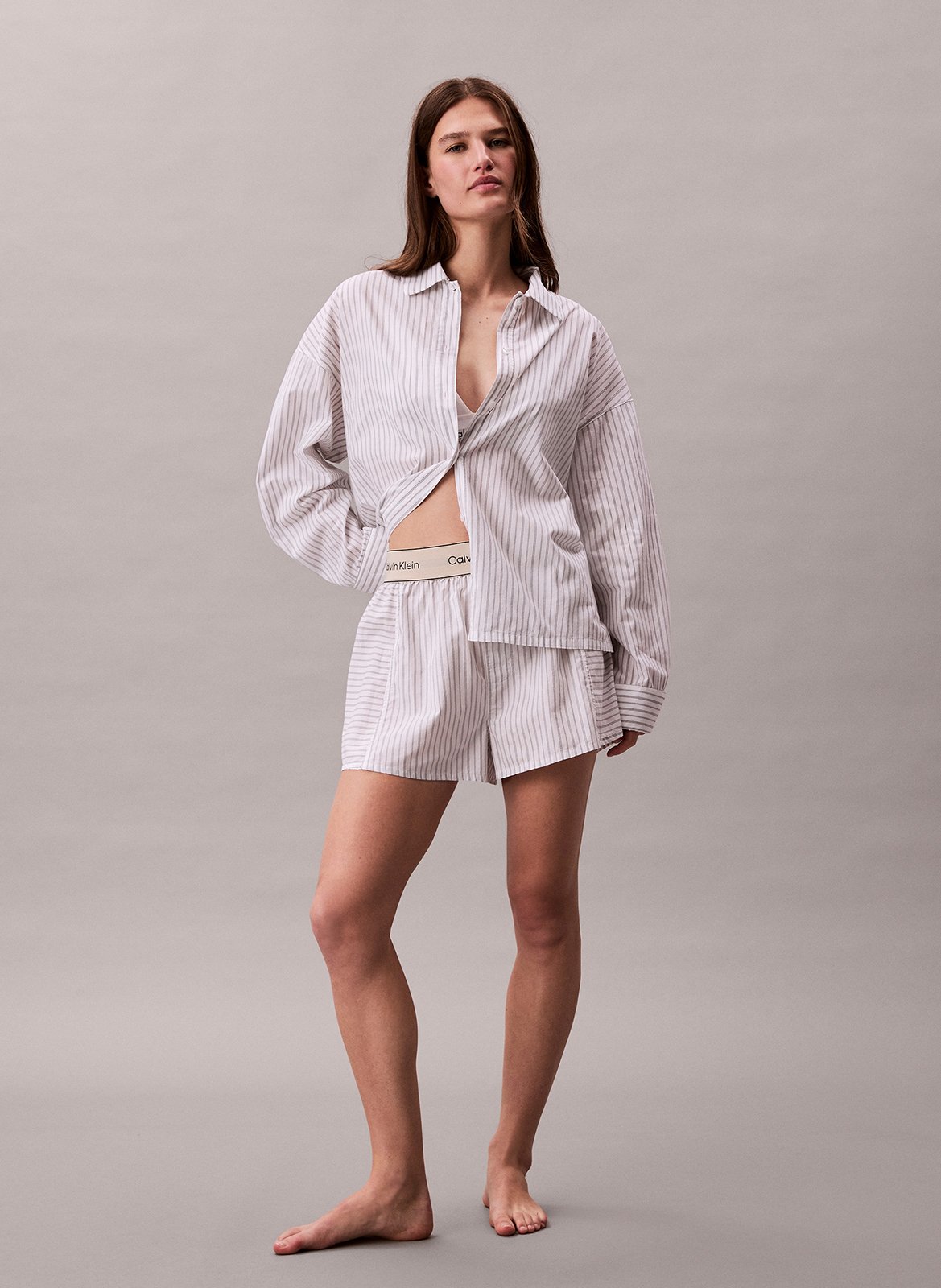 Oversized cotton shirt with classic collar CALVIN KLEIN UNDERWEAR White