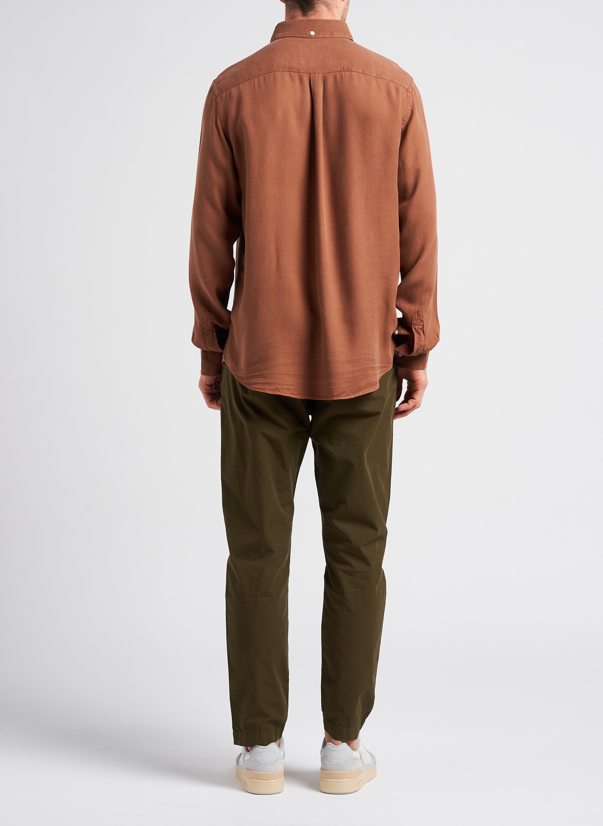 Overhemd van lyocell met klassieke kraag LES DEUX Bruin