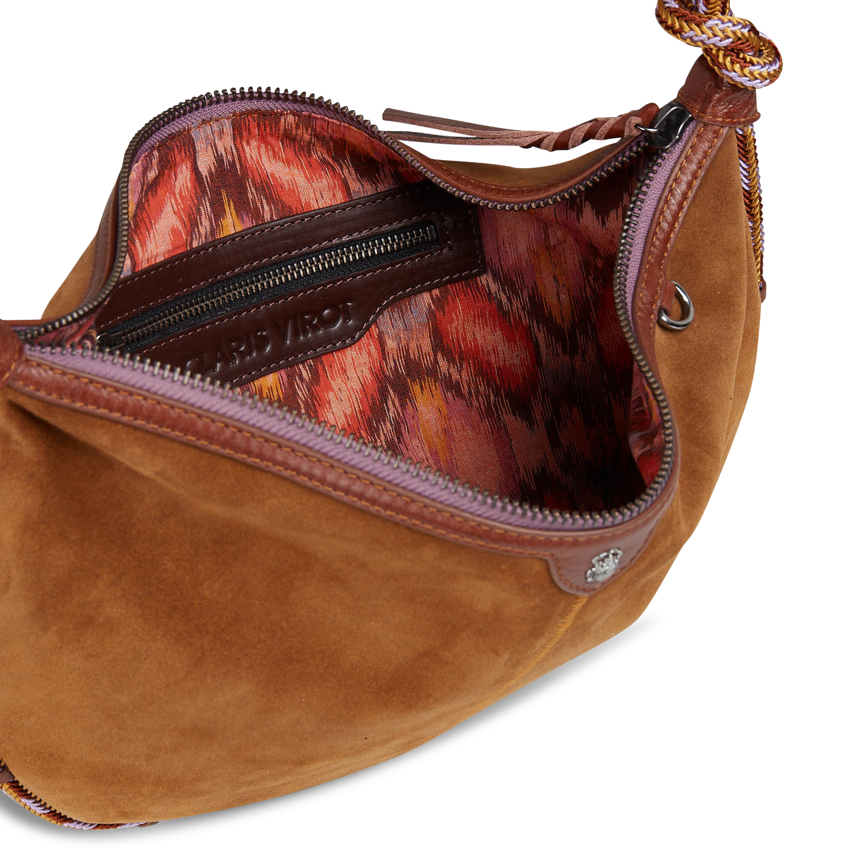 Geschnürte Beuteltasche aus strukturiertem Leder CLARIS VIROT Braun