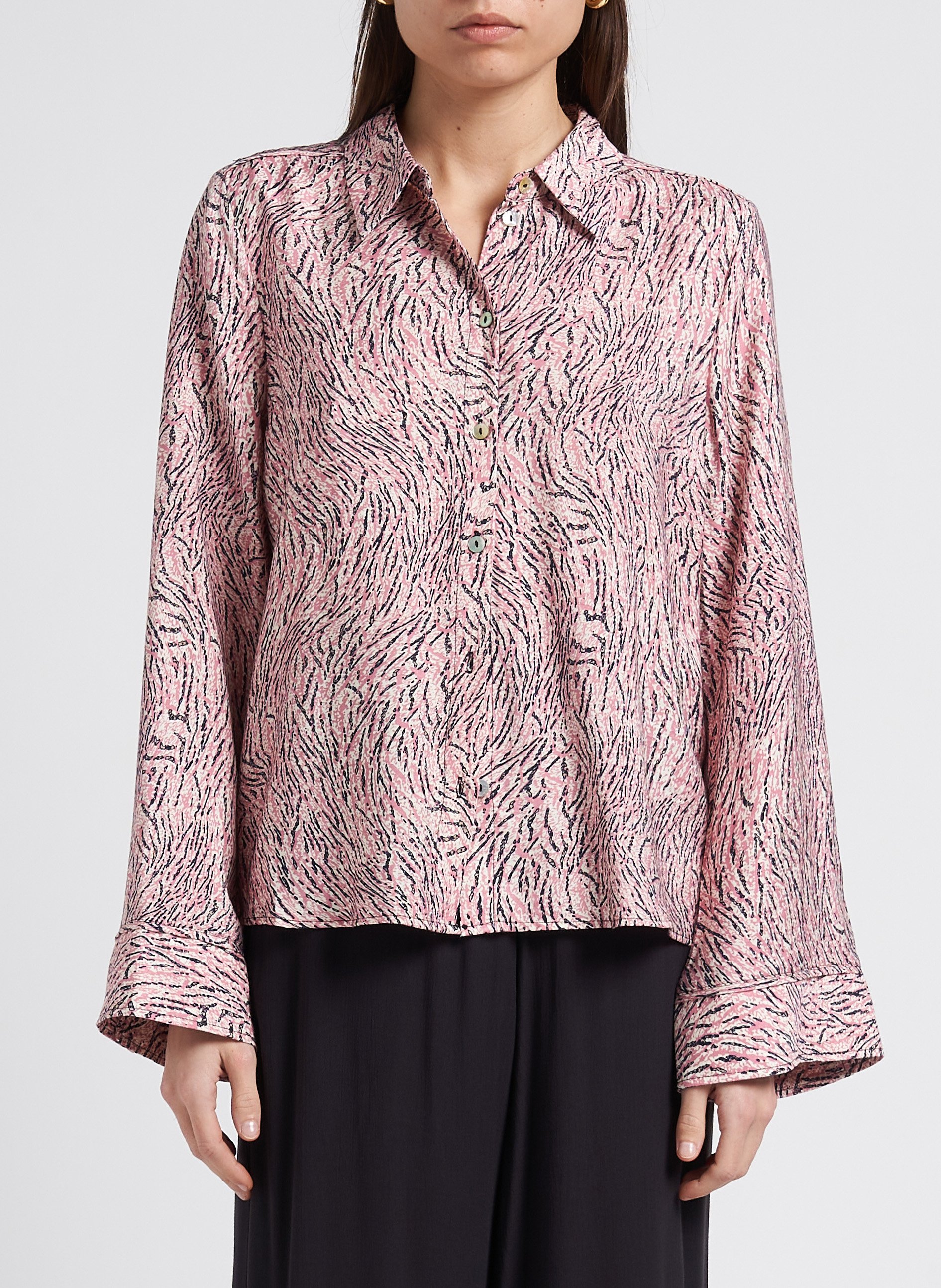 Chemise ample col classique à imprimé  VILA Beige