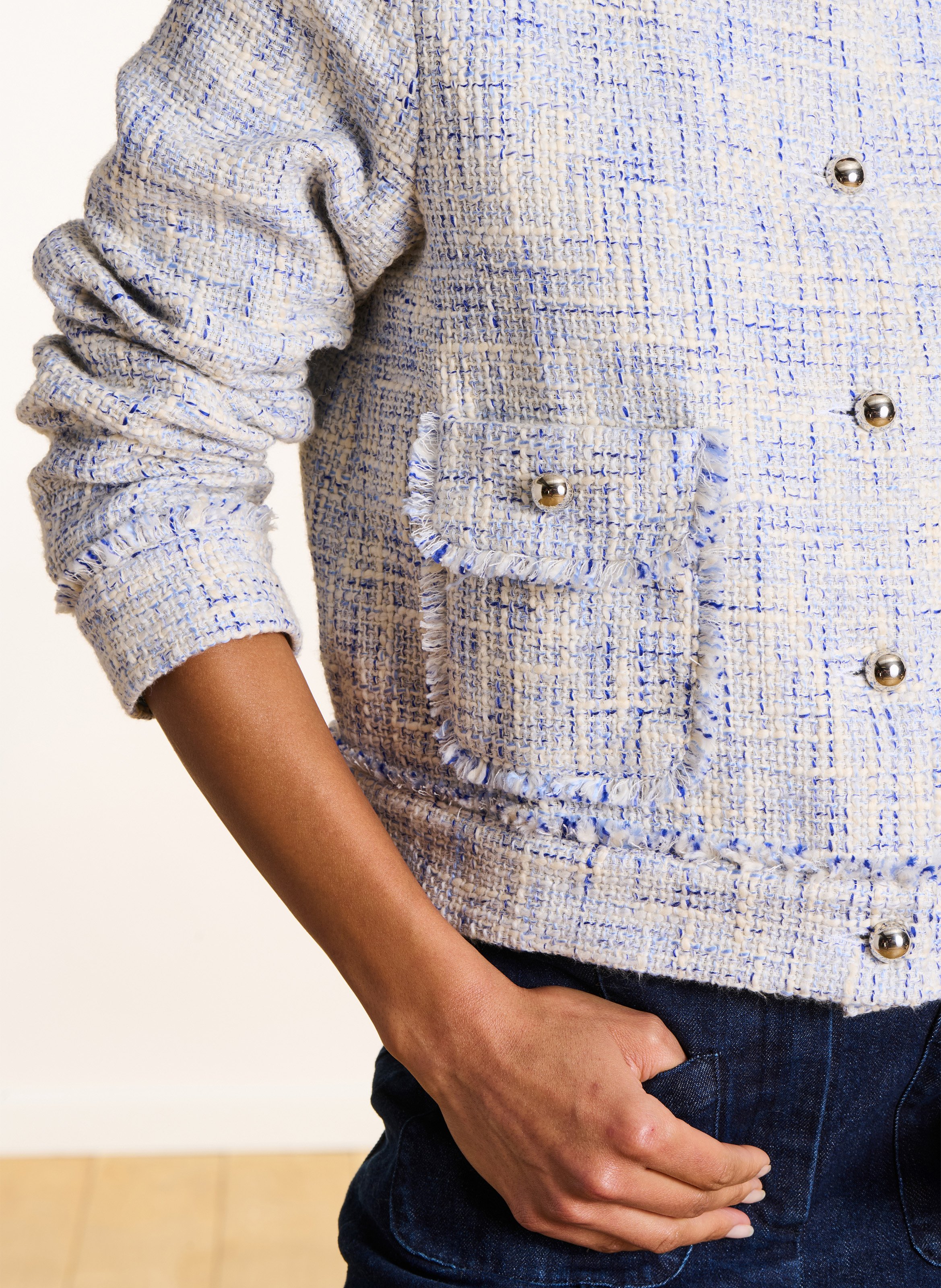 Jacket with crew neck in blended recycled cotton LA FEE MARABOUTEE Blue