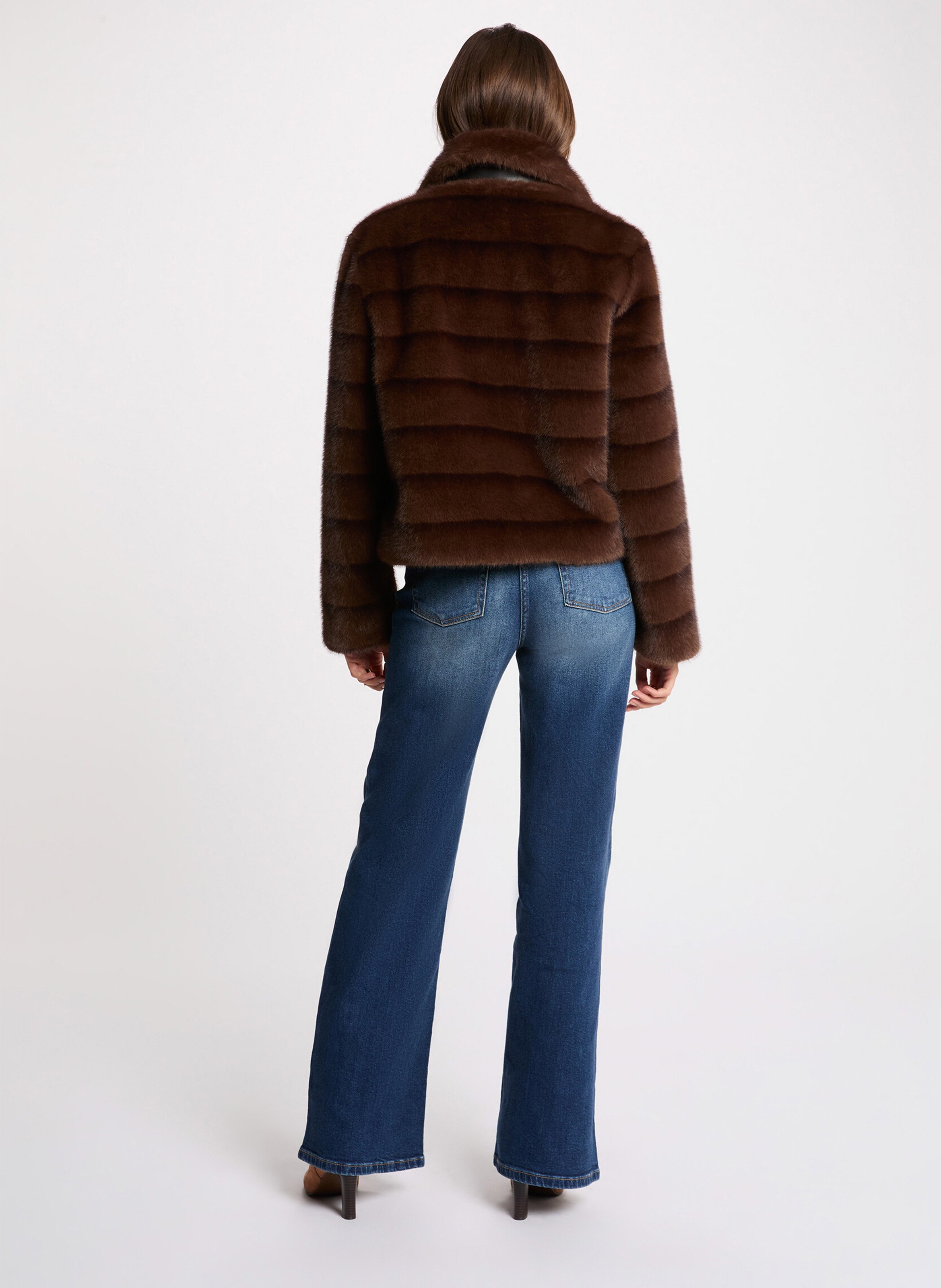 Manteau court zippé fausse fourrure MORGAN Marron