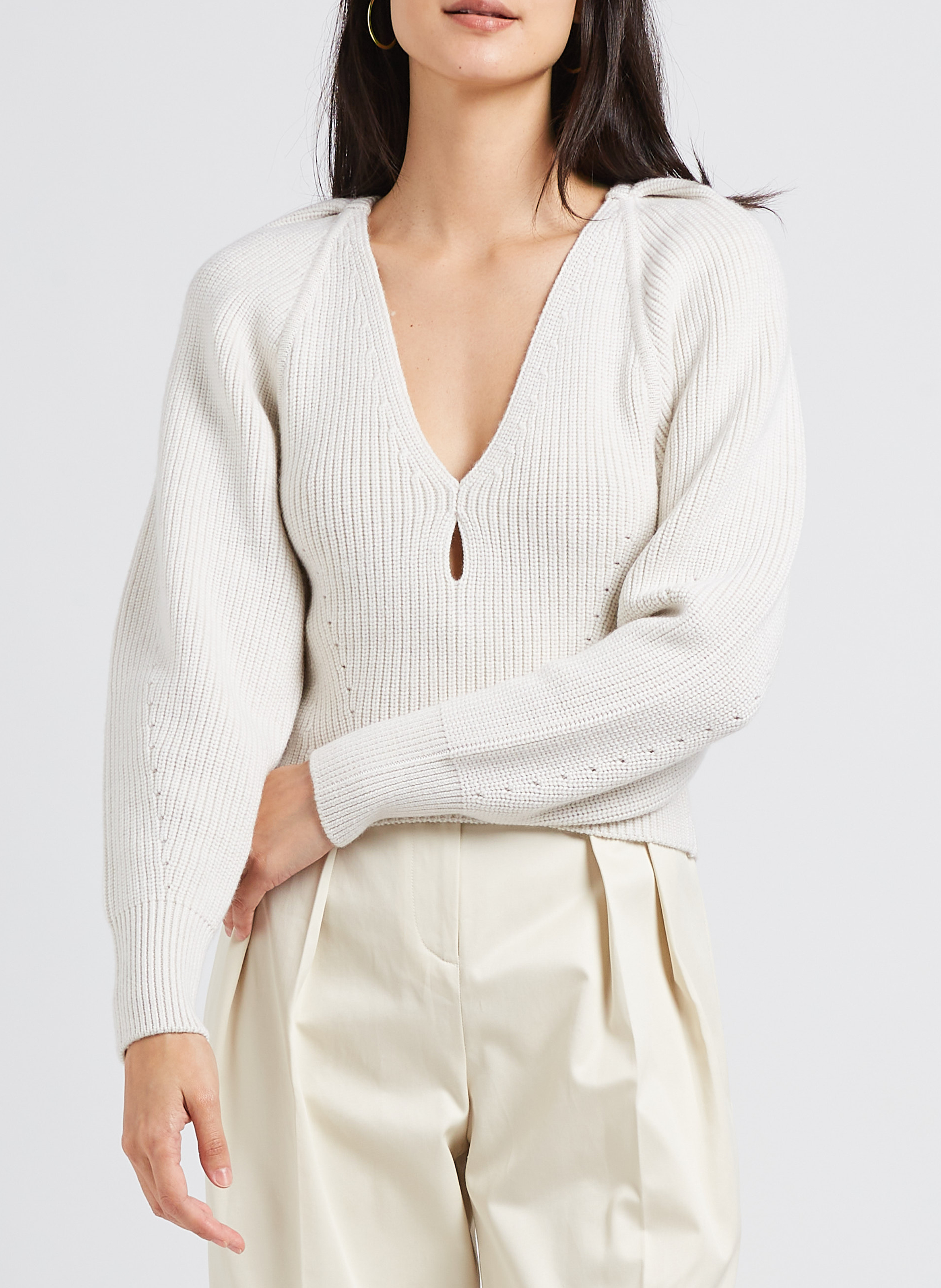 V-neck low-cut wool sweater IRO Beige
