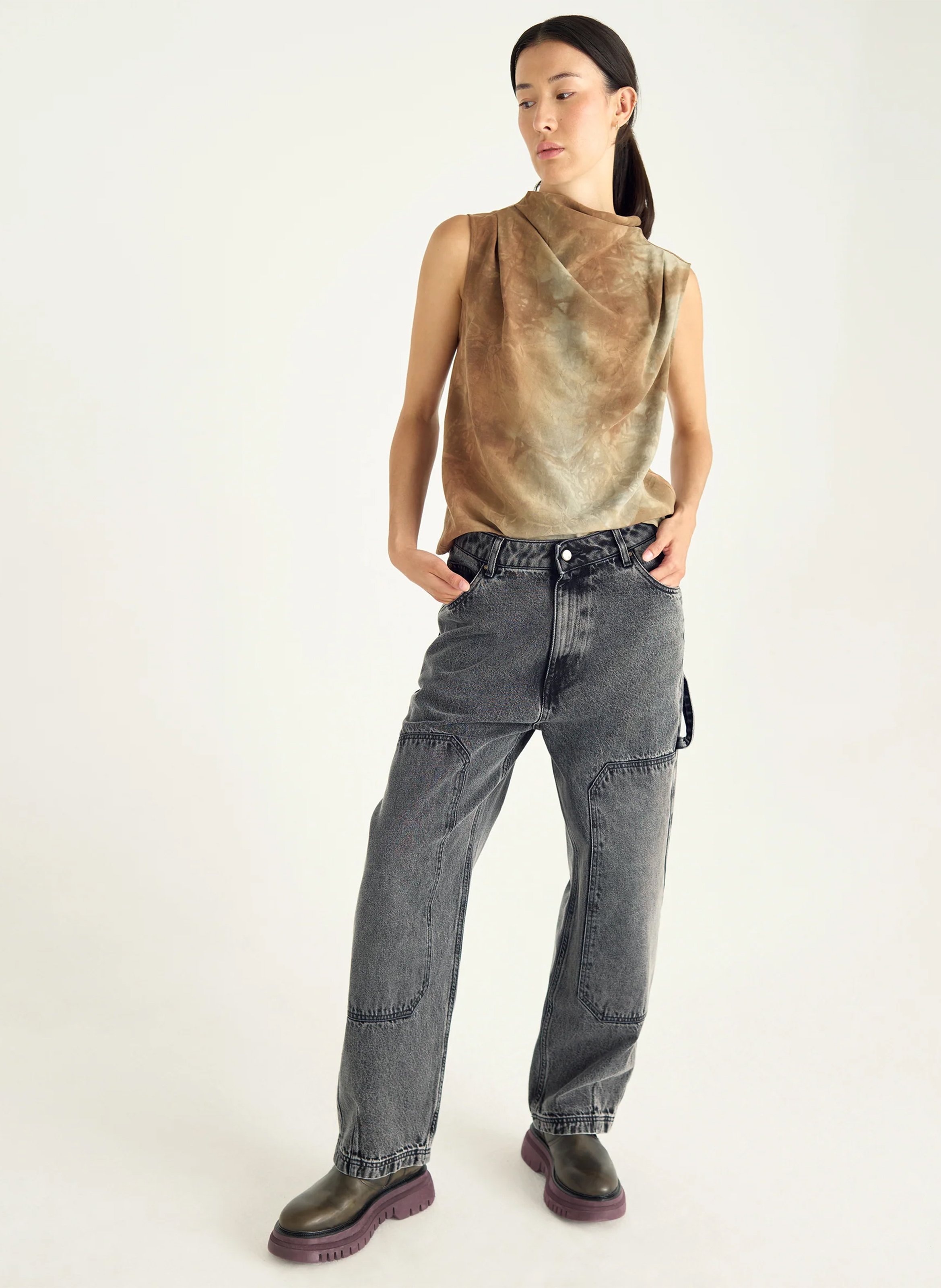 Weit geschnittene Jeans - aus Baumwolle ACOTE Schwarz