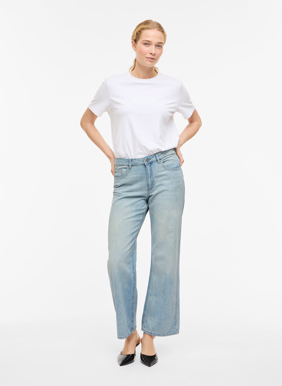 Cotton-blend wide-leg jeans VILA Blue