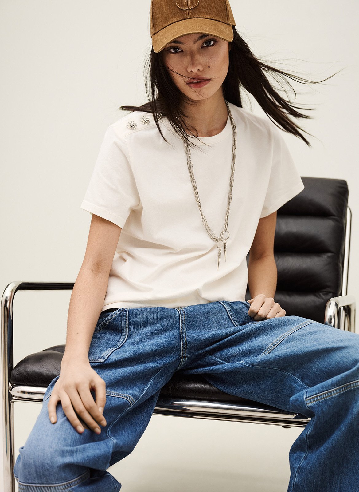 Tee-shirt col rond en coton BA&SH Beige