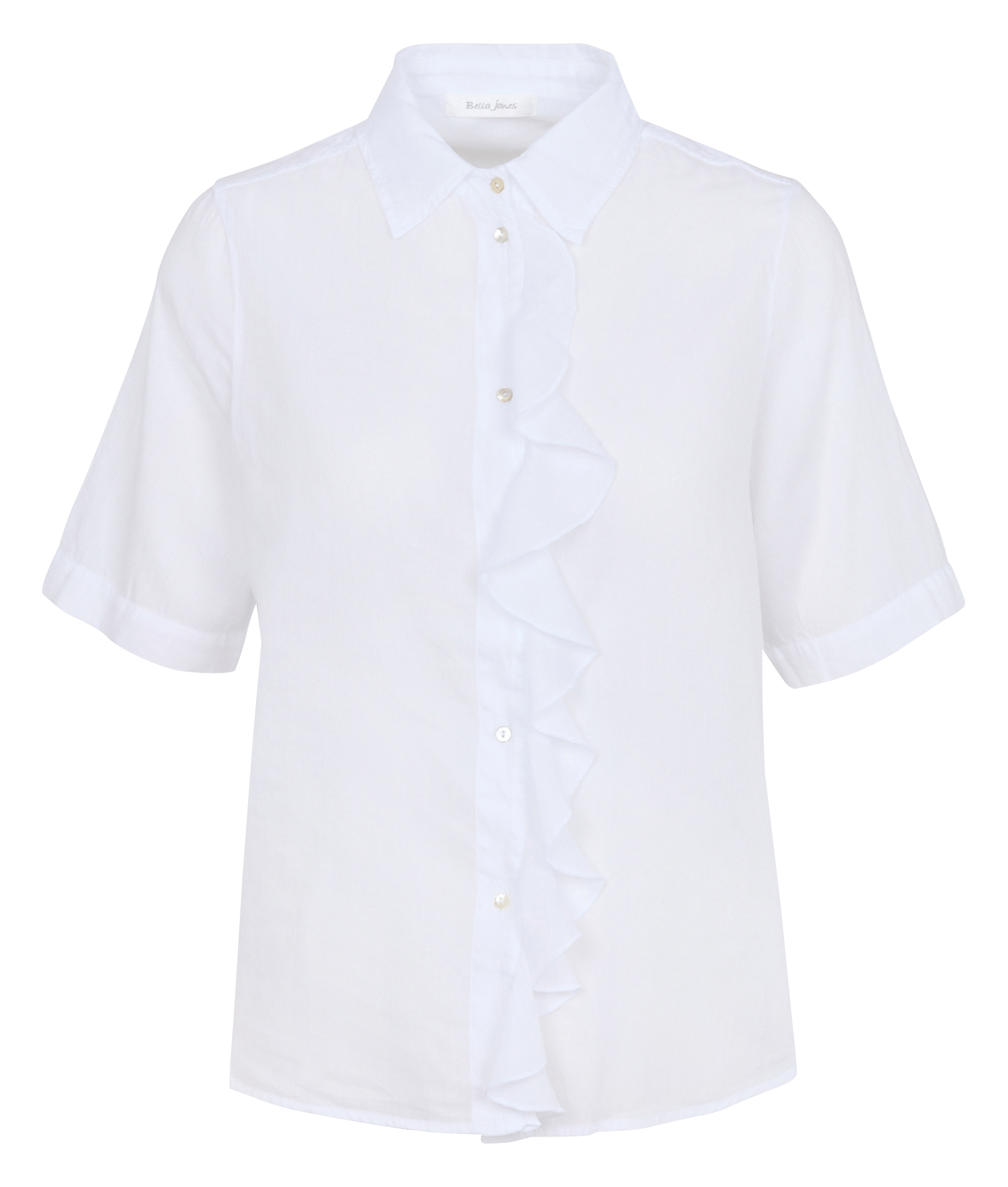 Loose shirt with classic ruffled collar in cotton BELLA JONES White