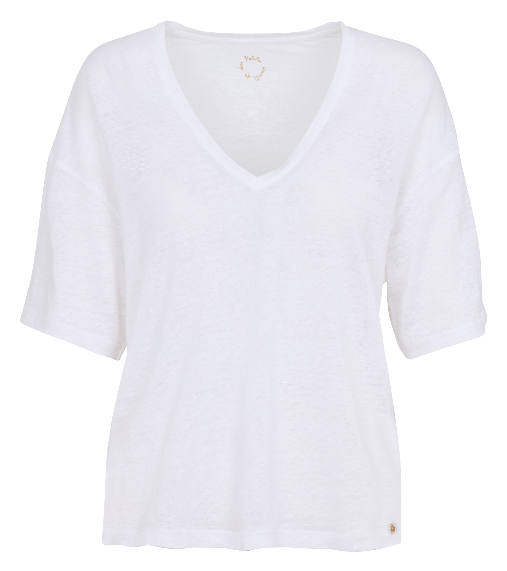 Loose-fit V-neck linen T-shirt DES PETITS HAUTS Beige