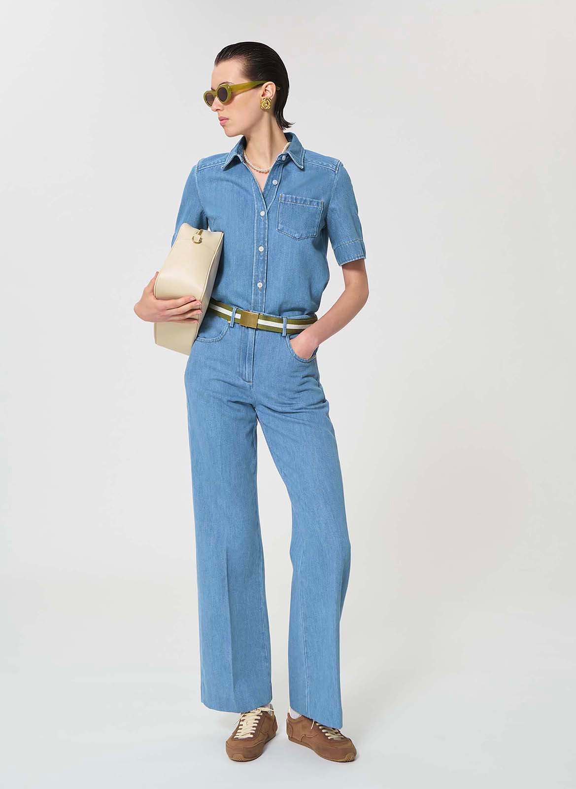 Csally - Gerade geschnittene Baumwollhose TARA JARMON Blau