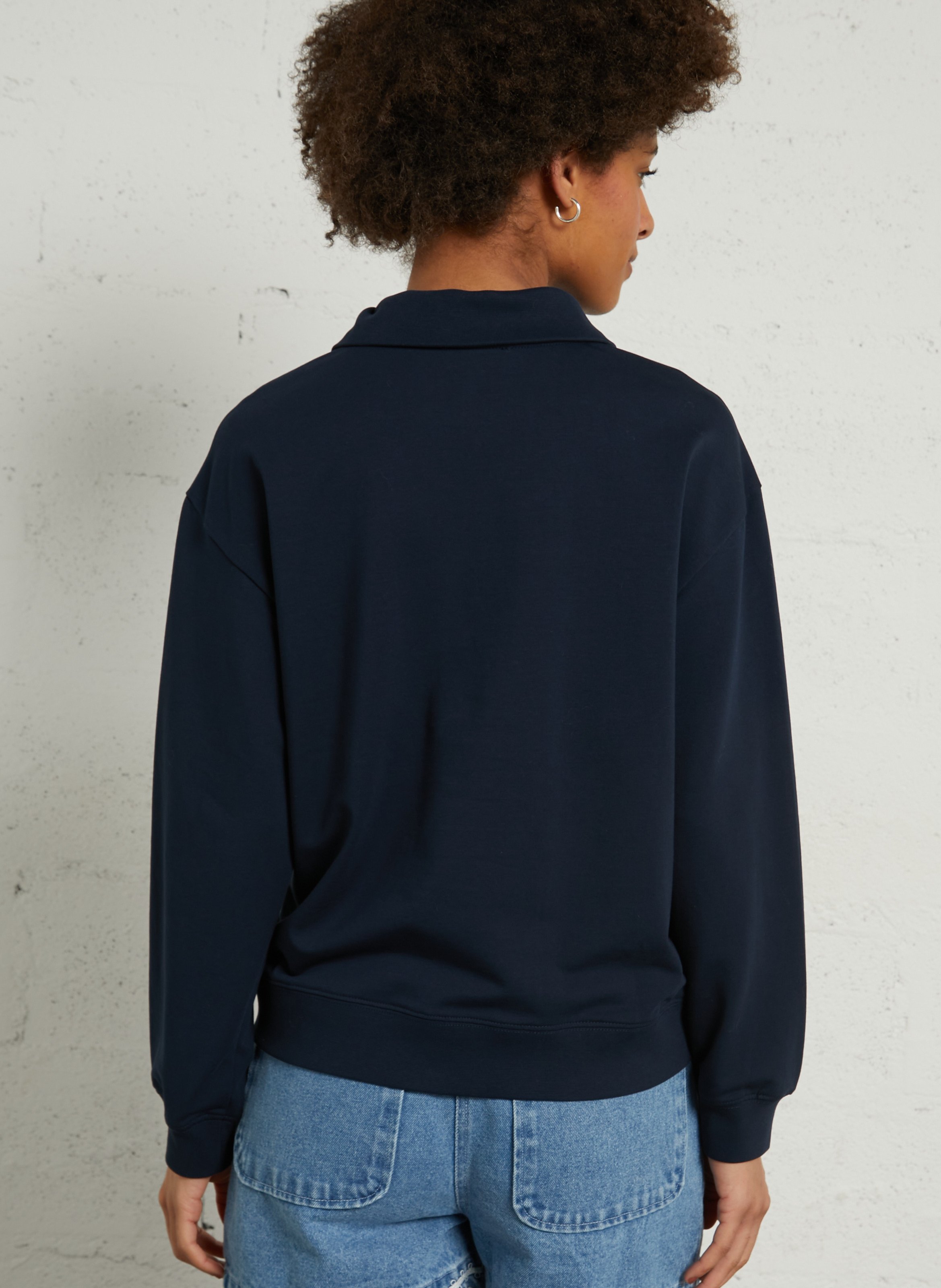 Polo collar sweatshirt in blended cotton MAISON 123 Blue
