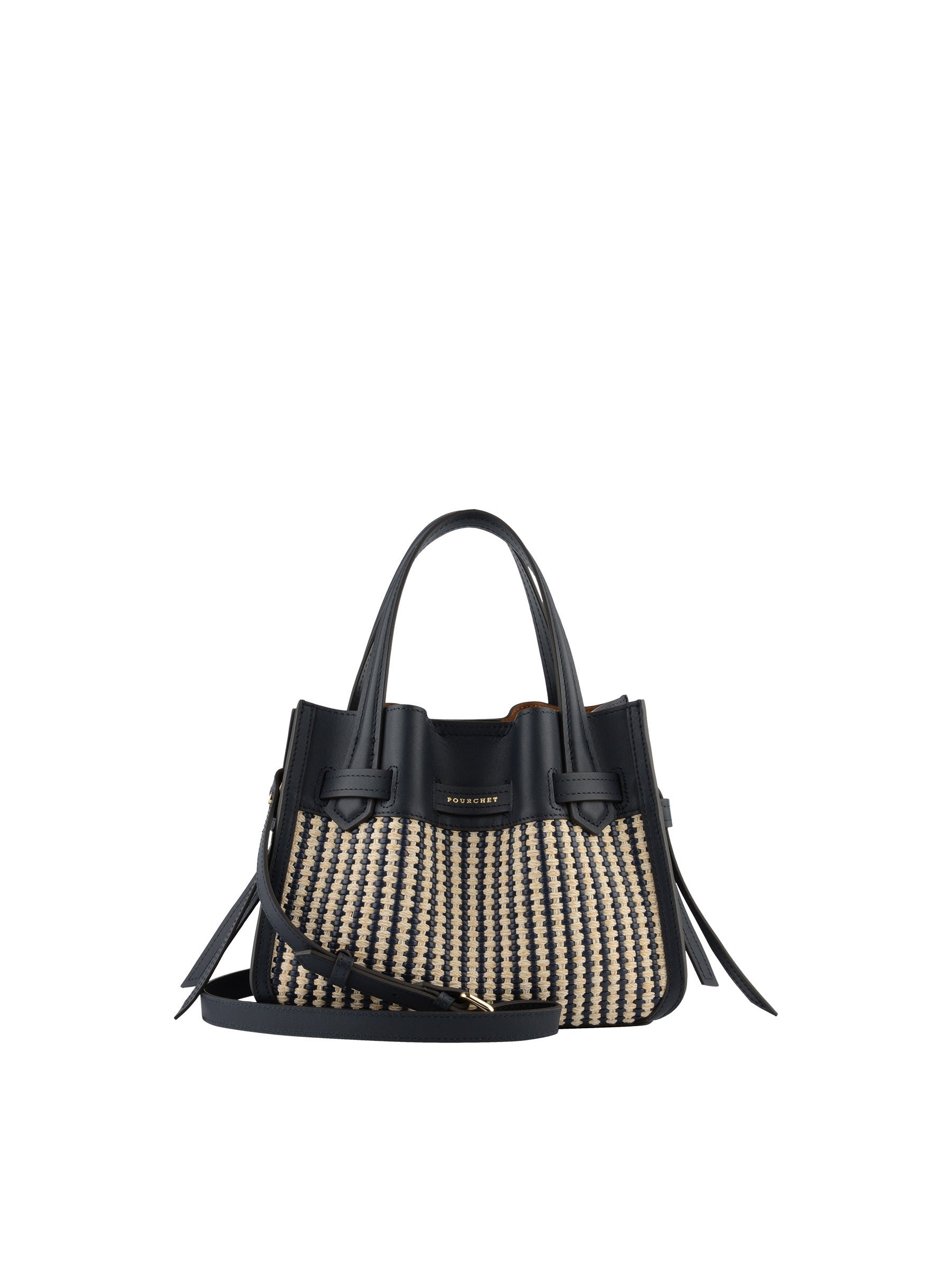 Calfskin leather handbag POURCHET Blue