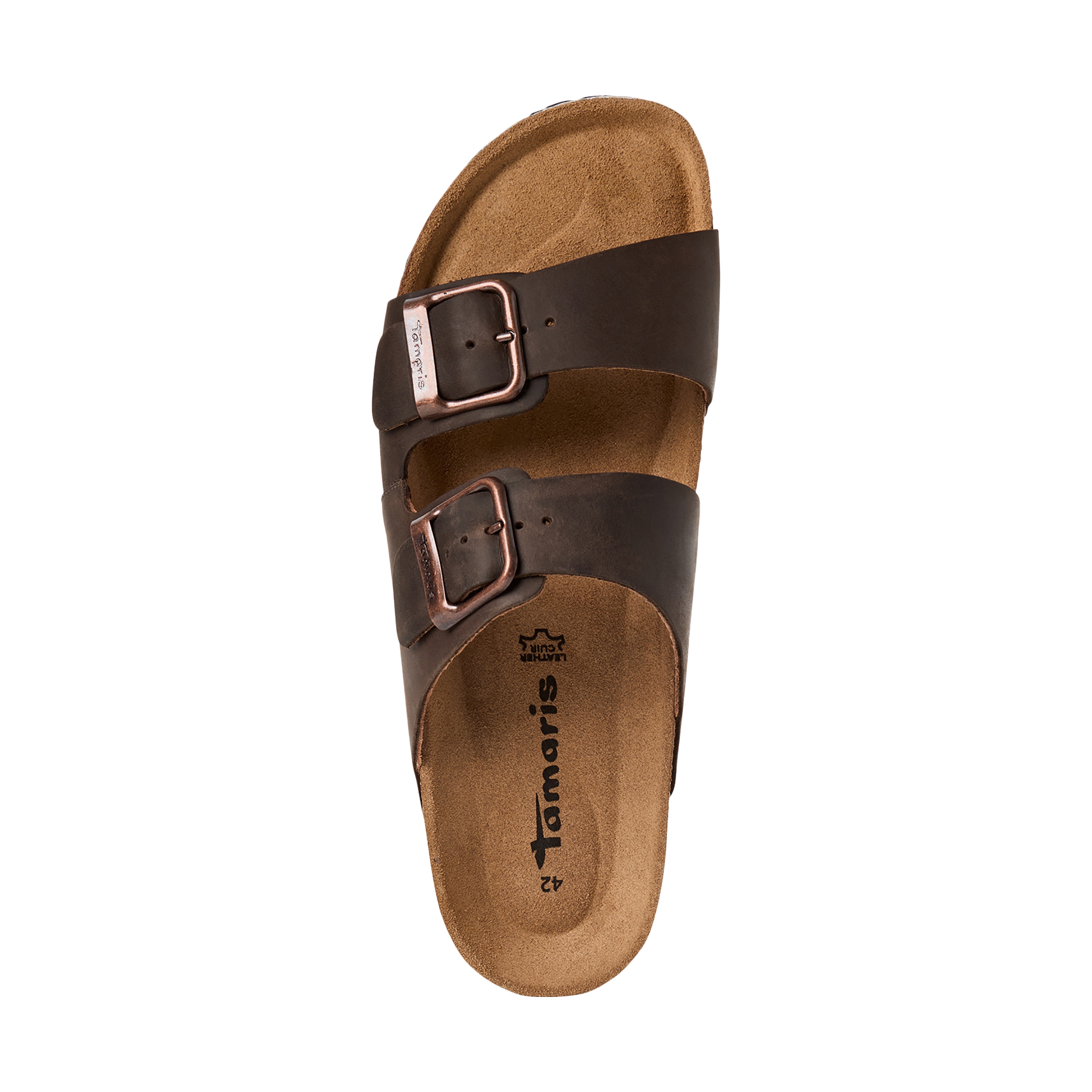 Flat leather mules TAMARIS Brown