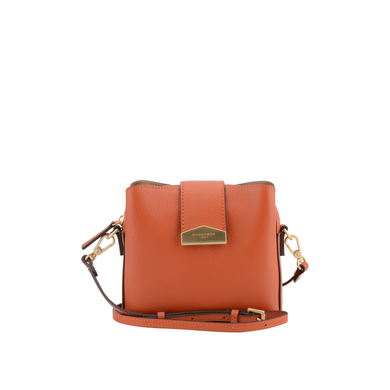 Calfskin leather shoulder bag POURCHET Orange
