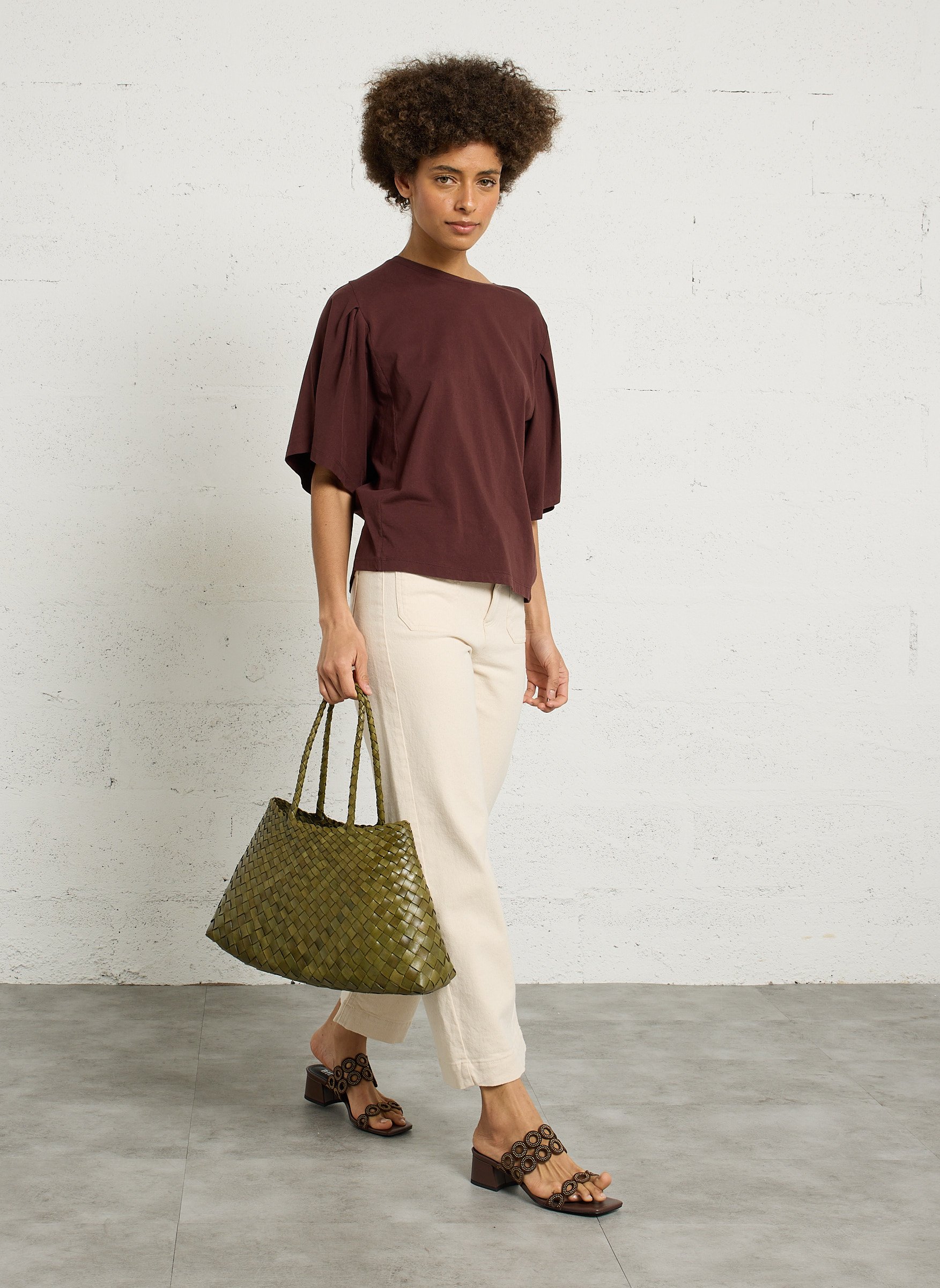 Tee-shirt oversize col rond en coton MAISON 123 Rouge