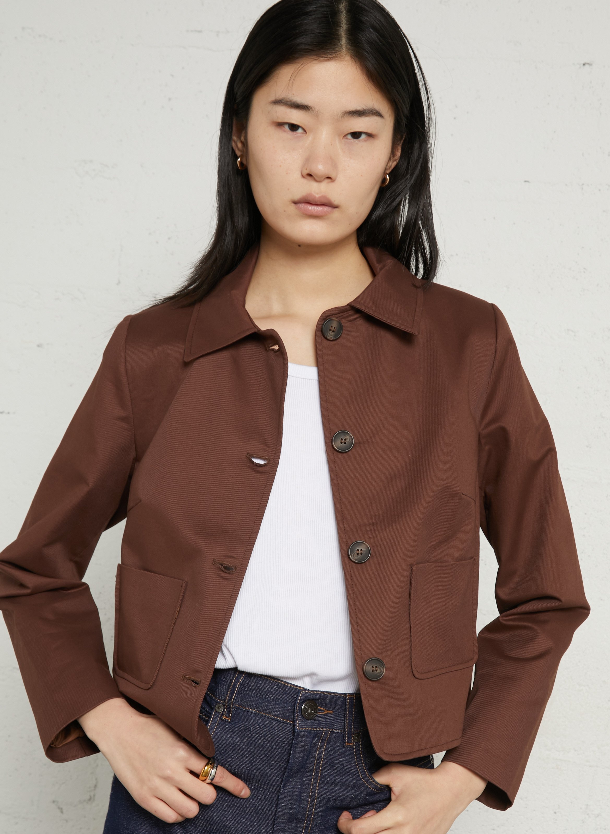 Cotton-blend coat with classic collar SUD EXPRESS Brown