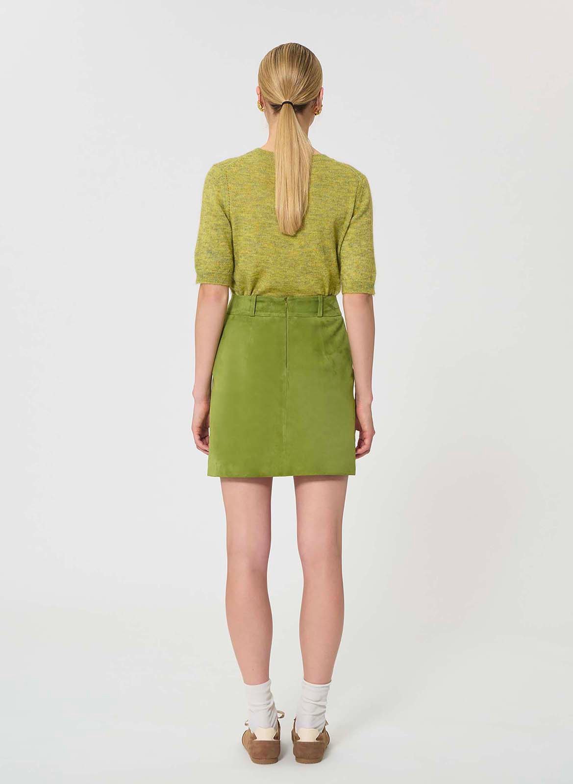 Jupe courte taille haute en daim TARA JARMON Vert