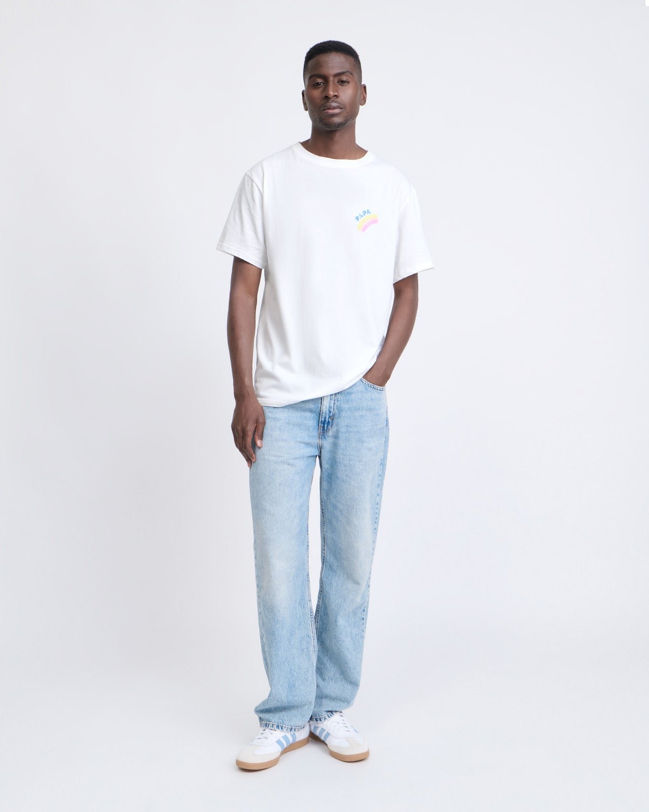 T-shirt papa rainbow en coton bio EMOI EMOI Blanc