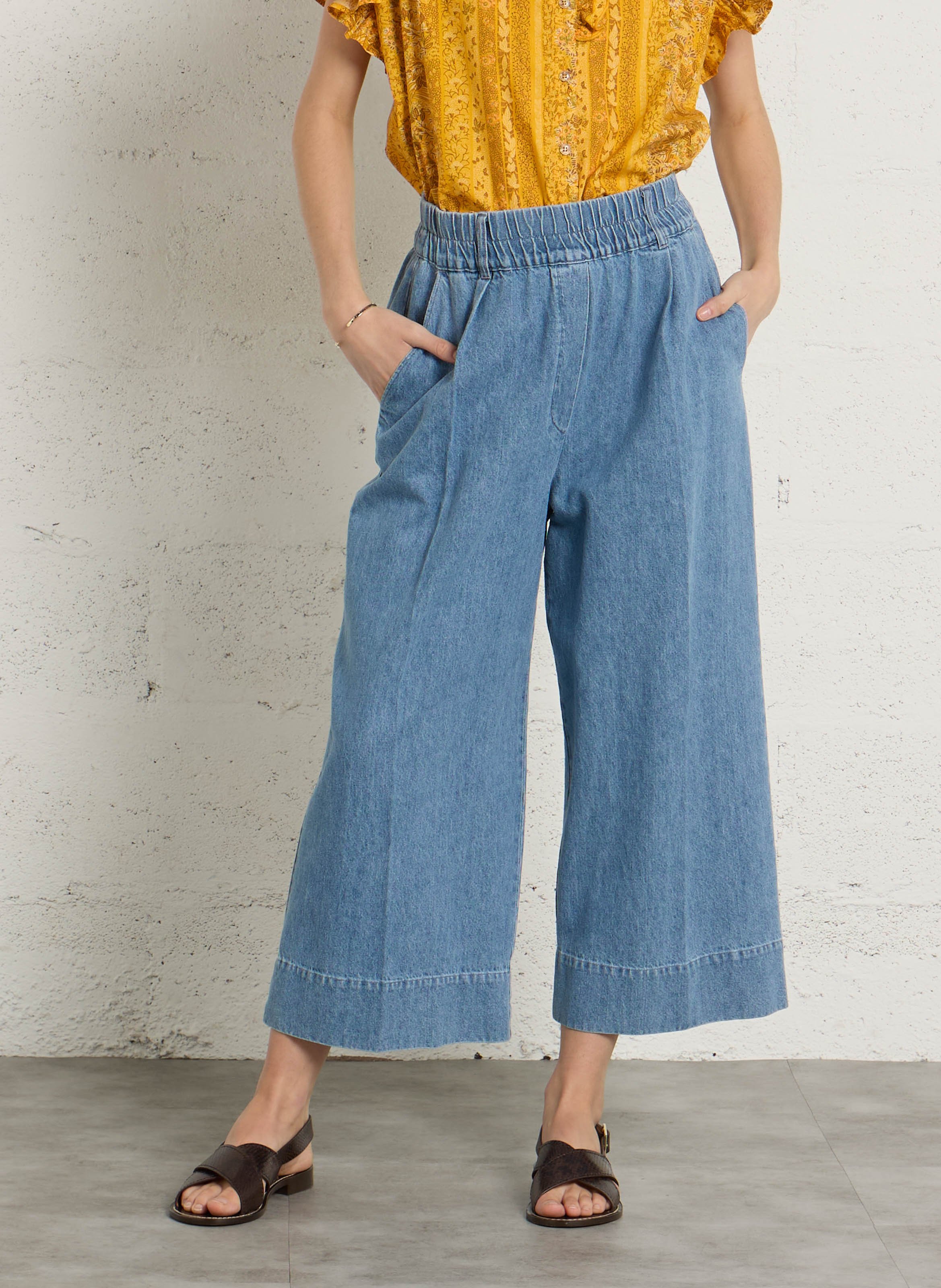 Jean droit en coton bio mélangé SUZIE WINKLE Bleu