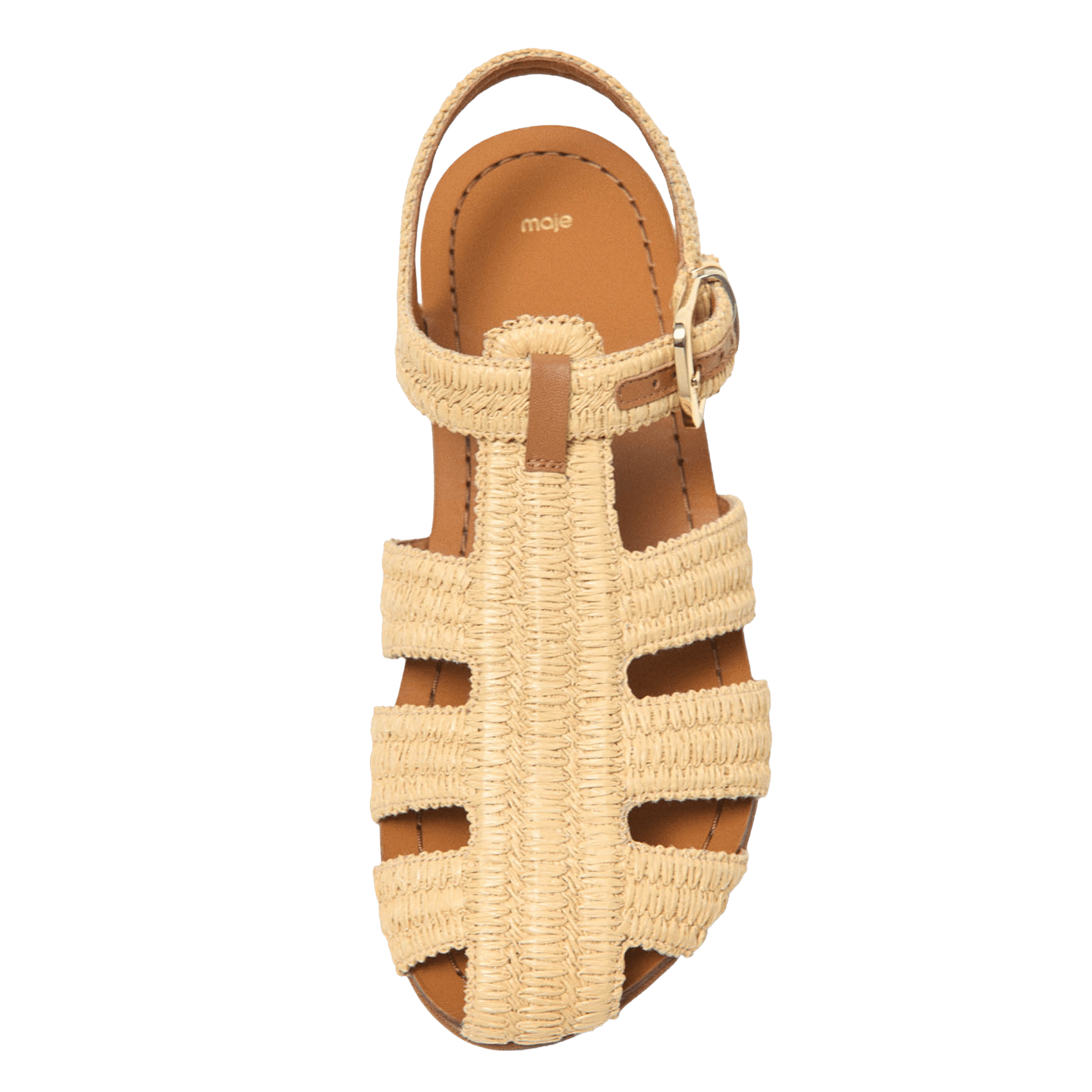 Sandales plates effet raphia MAJE Beige