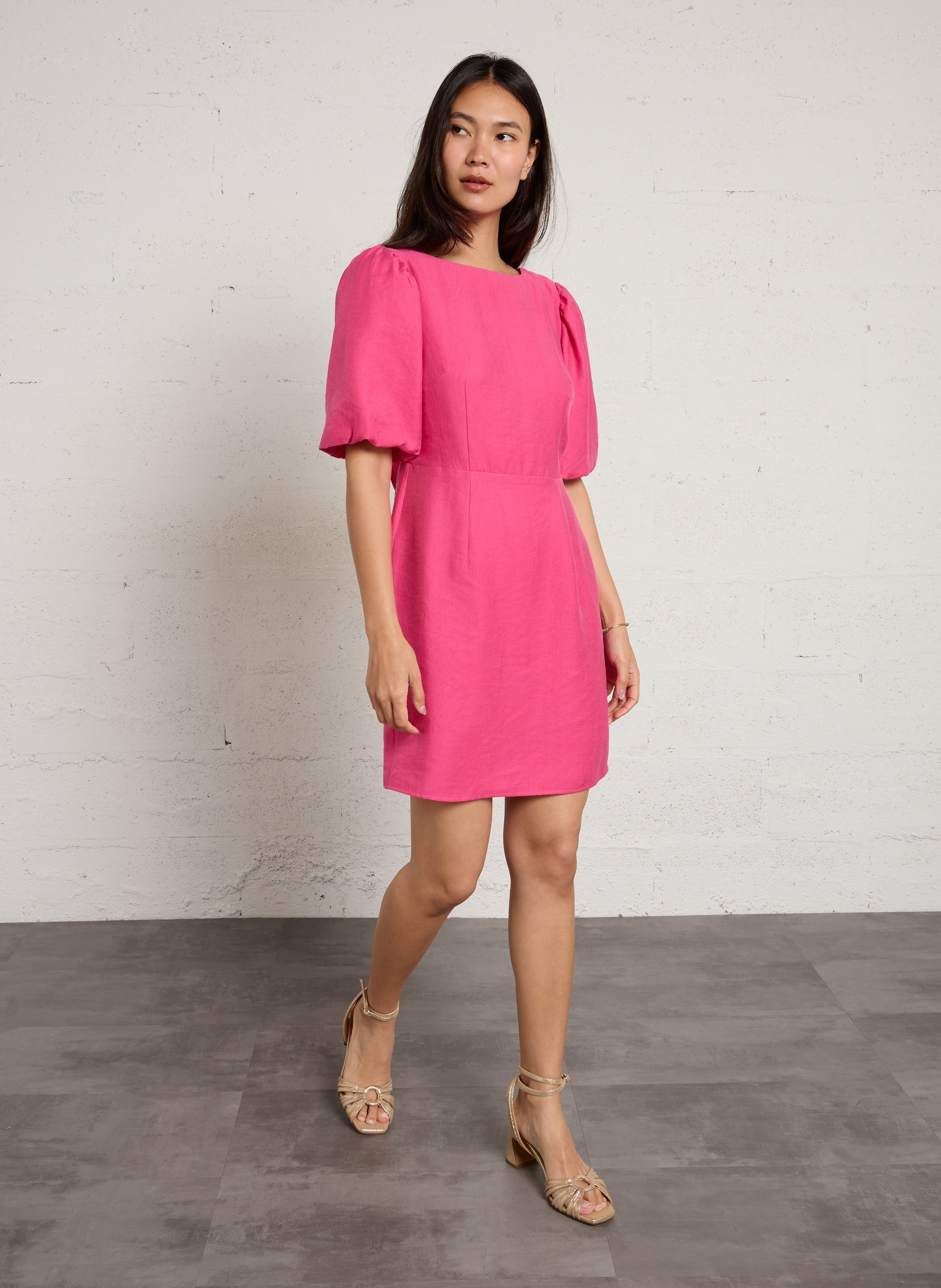 Robe courte ample col V MAISON 123 Rose