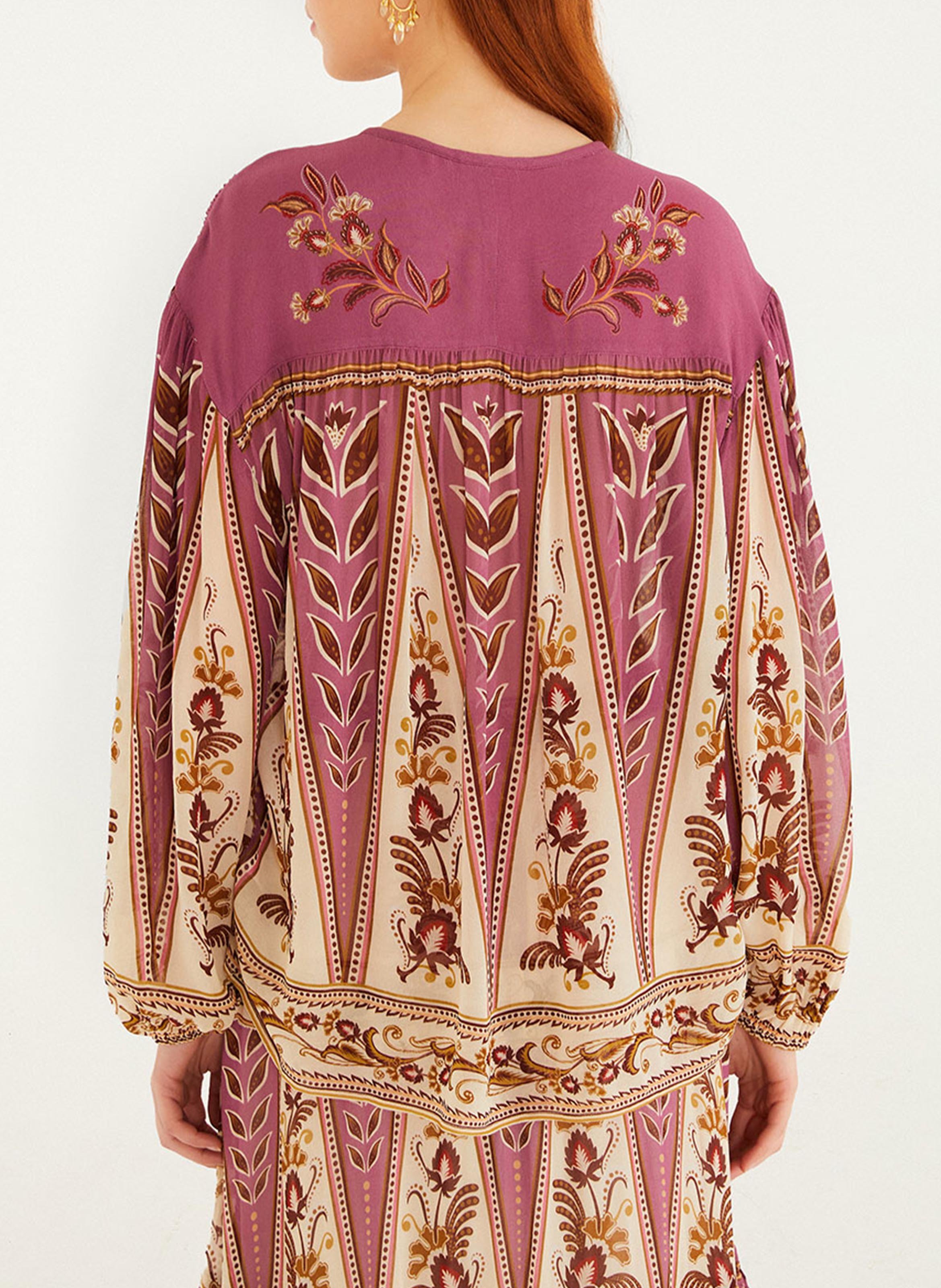 Blouse imprimée col rond | Beige FARM RIO Femme