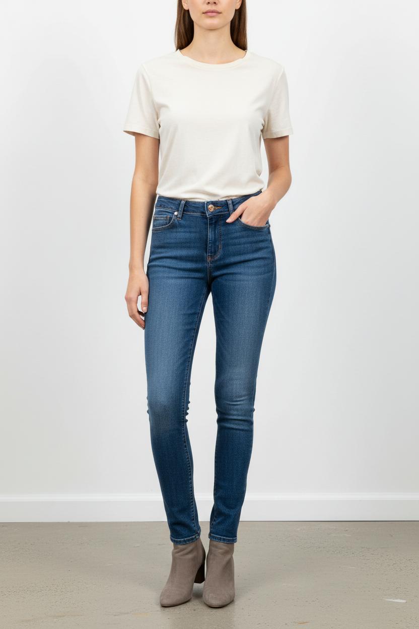 Cropped slim jeans with studs LIU JO - SECONDE MAIN Blue